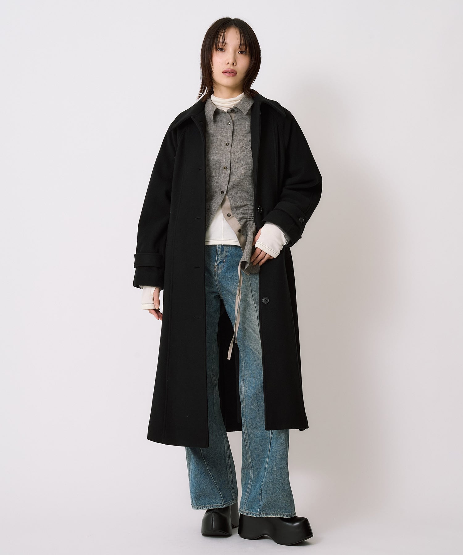 ドロストペプラムシャツ