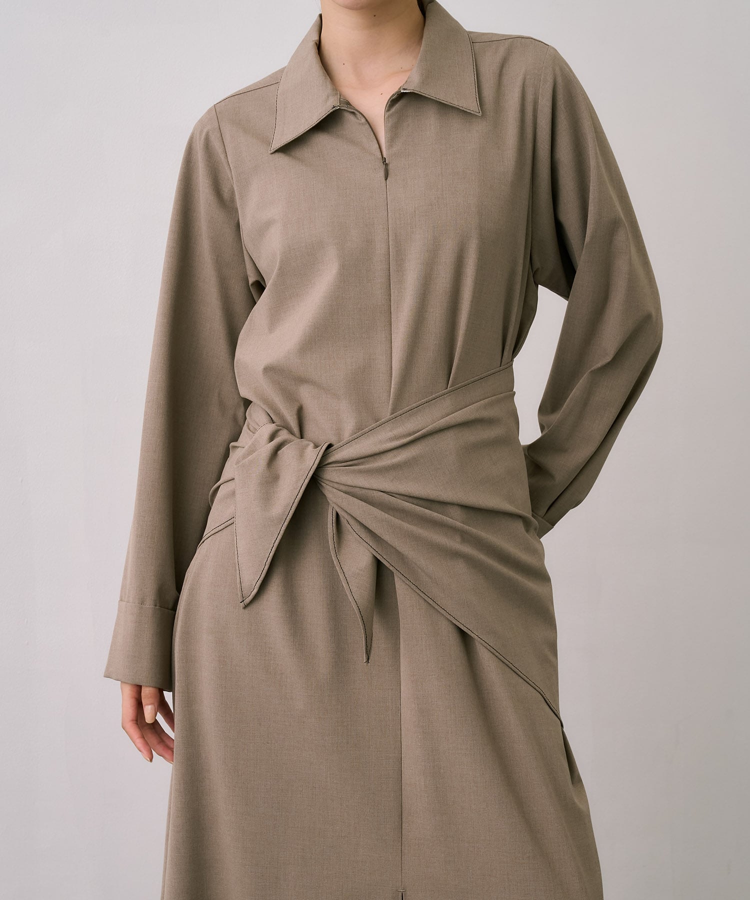 Scarf Wrapped Shirt Dress