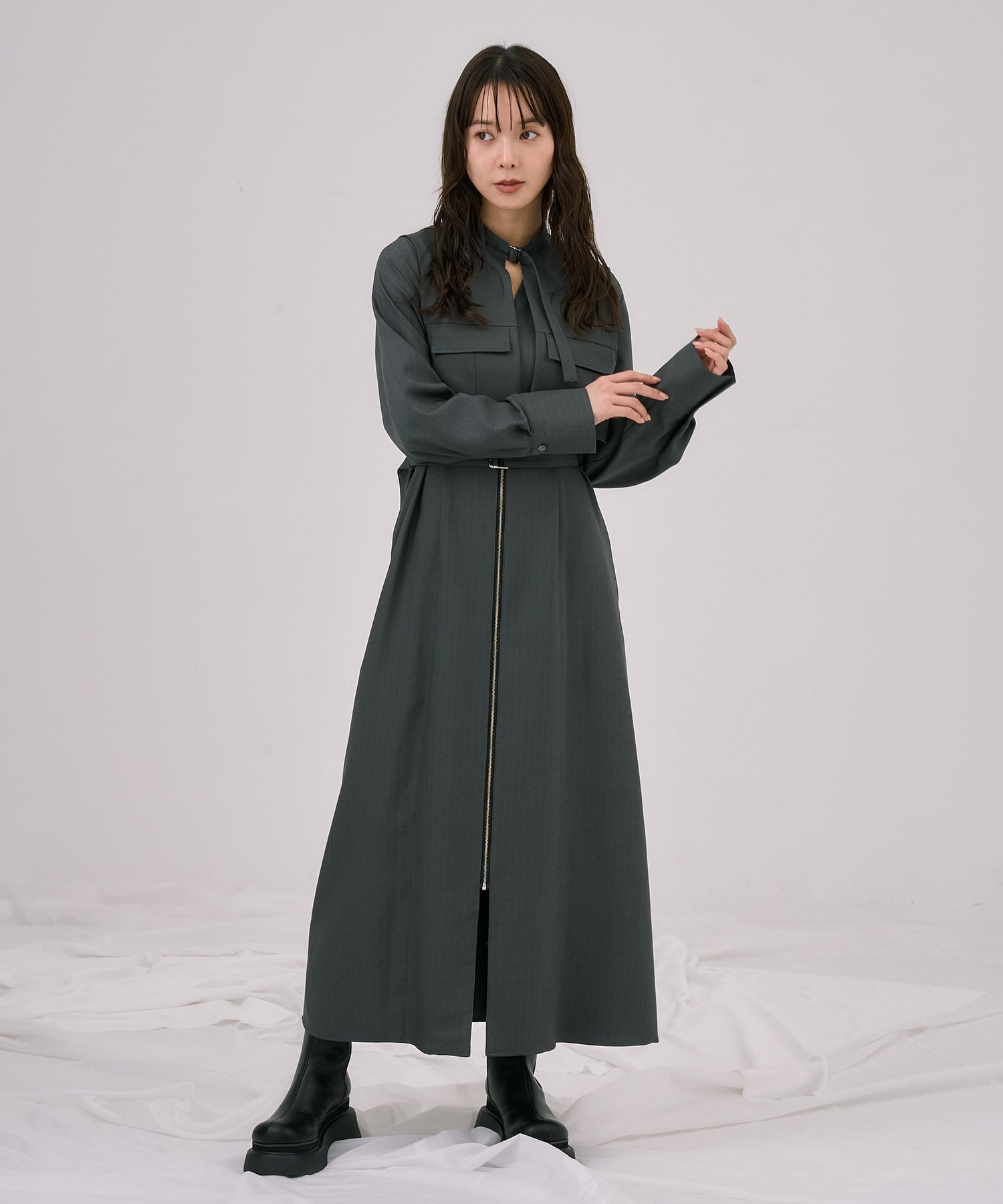 ポケットベストSETジッパーワンピース