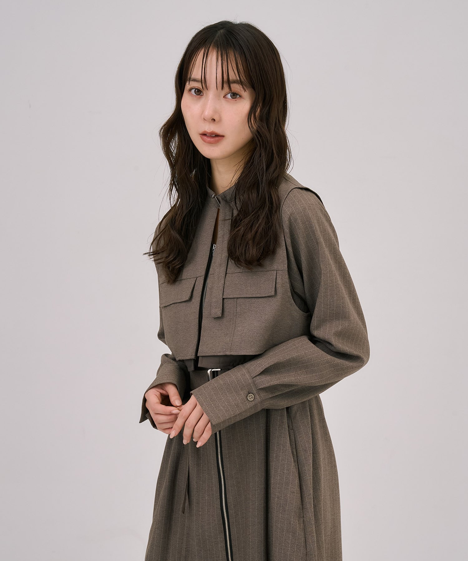 ポケットベストSETジッパーワンピース