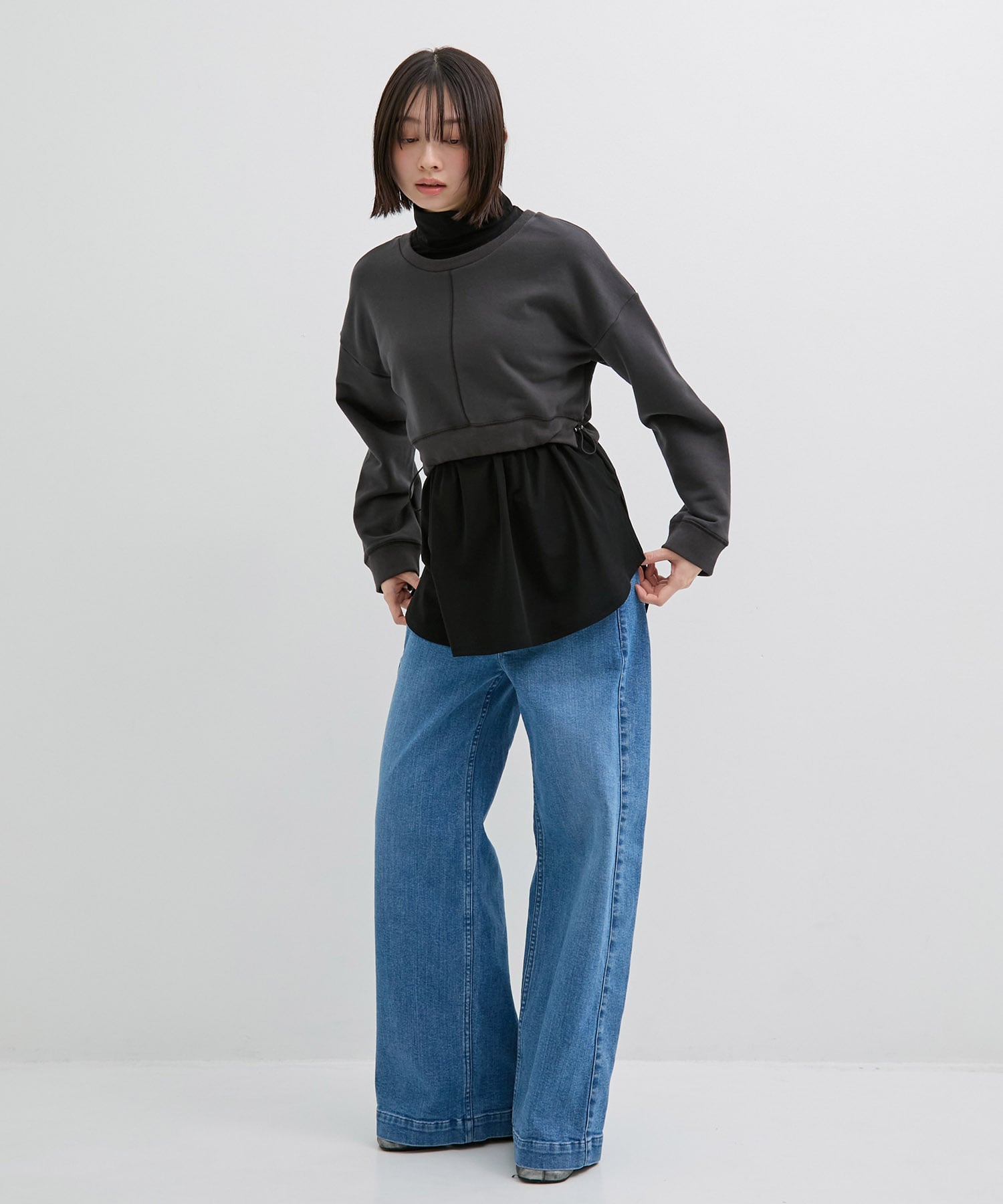 レイヤードスウェットプルオーバー