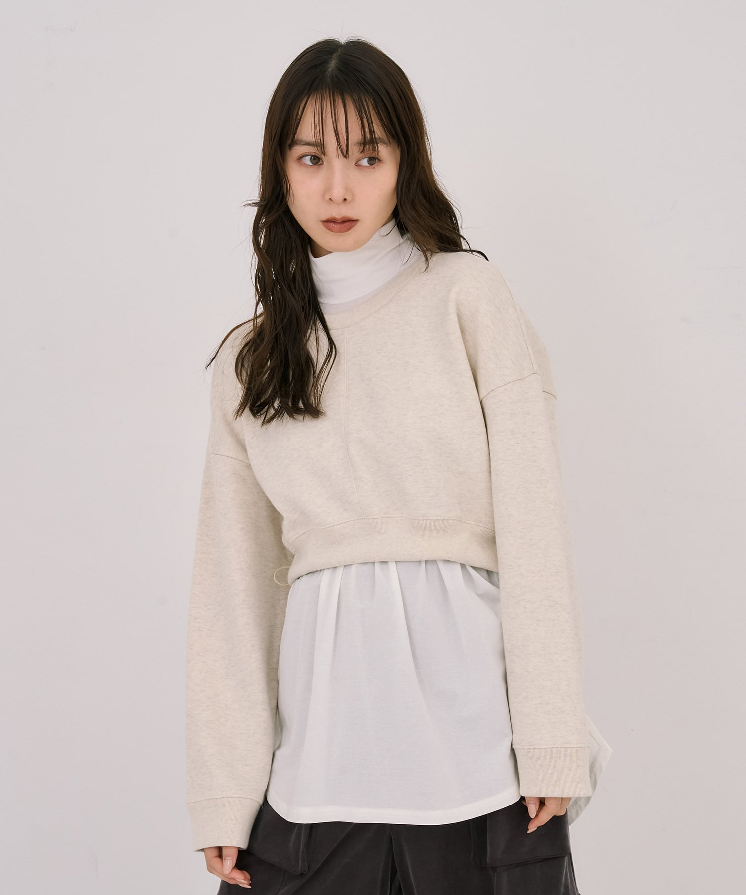 レイヤードスウェットプルオーバー