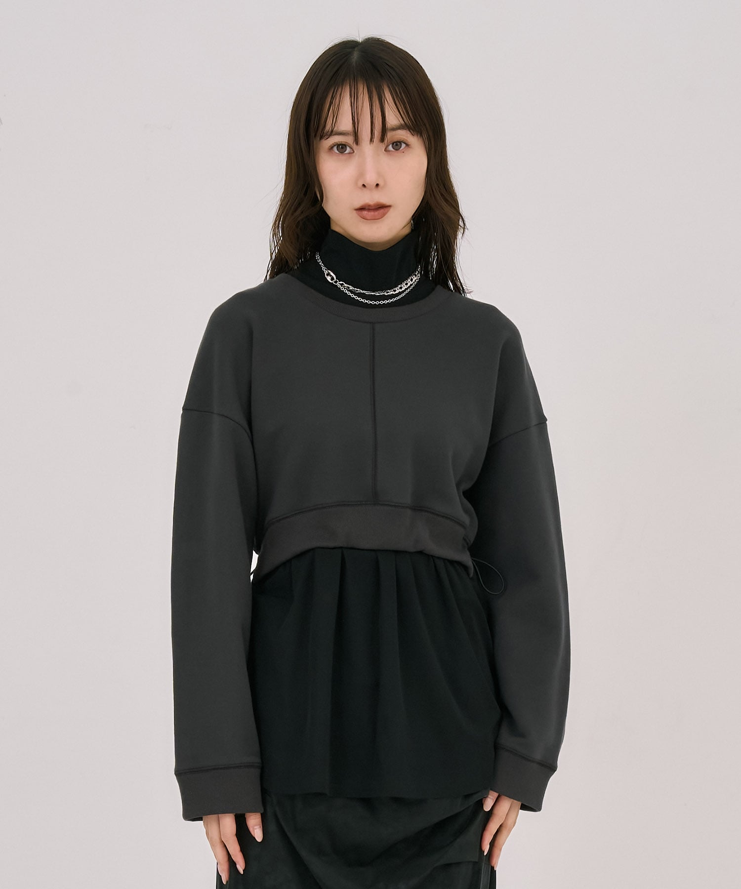 レイヤードスウェットプルオーバー