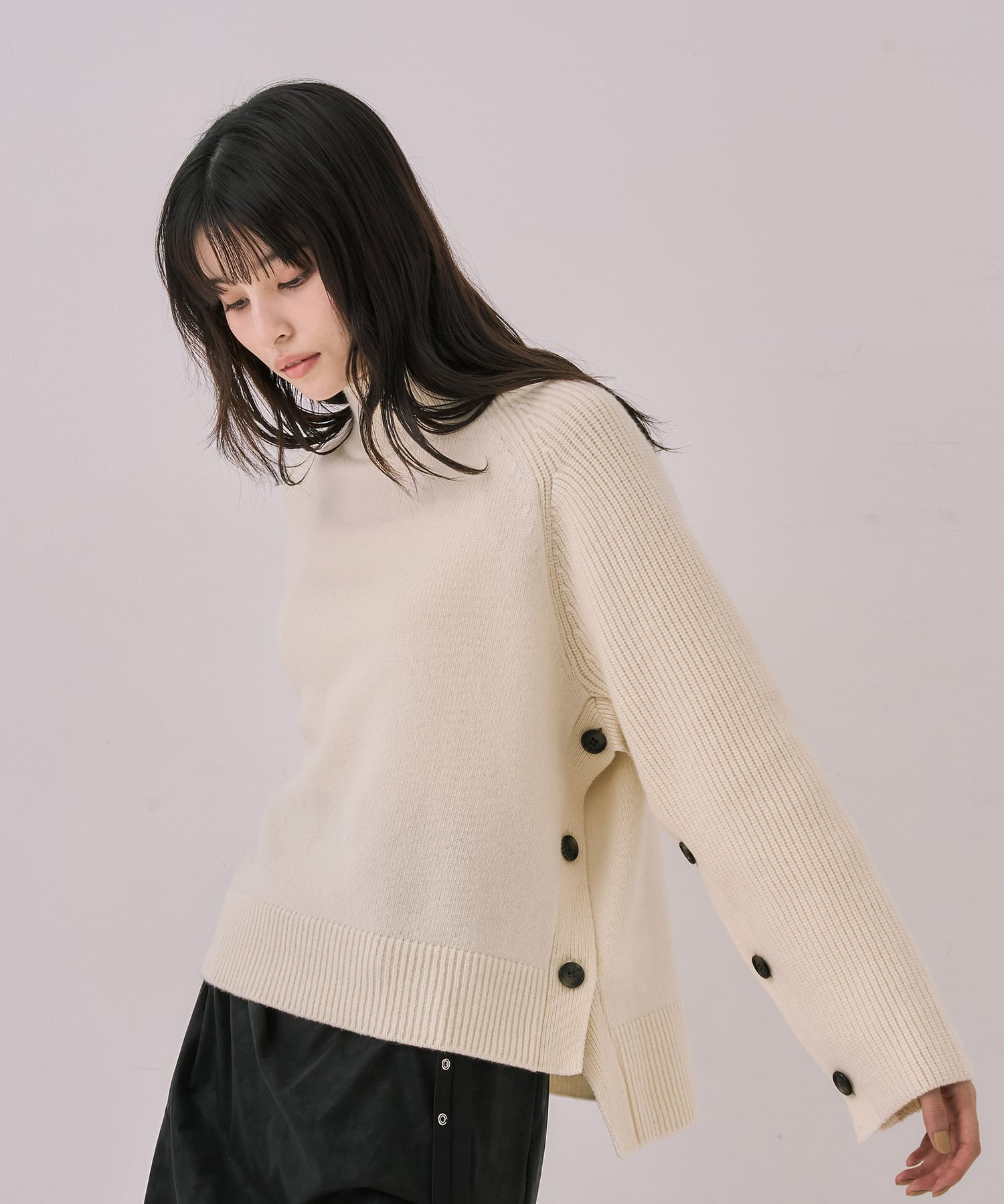 【WEB先行発売】サイドボタンウールカシミヤPO