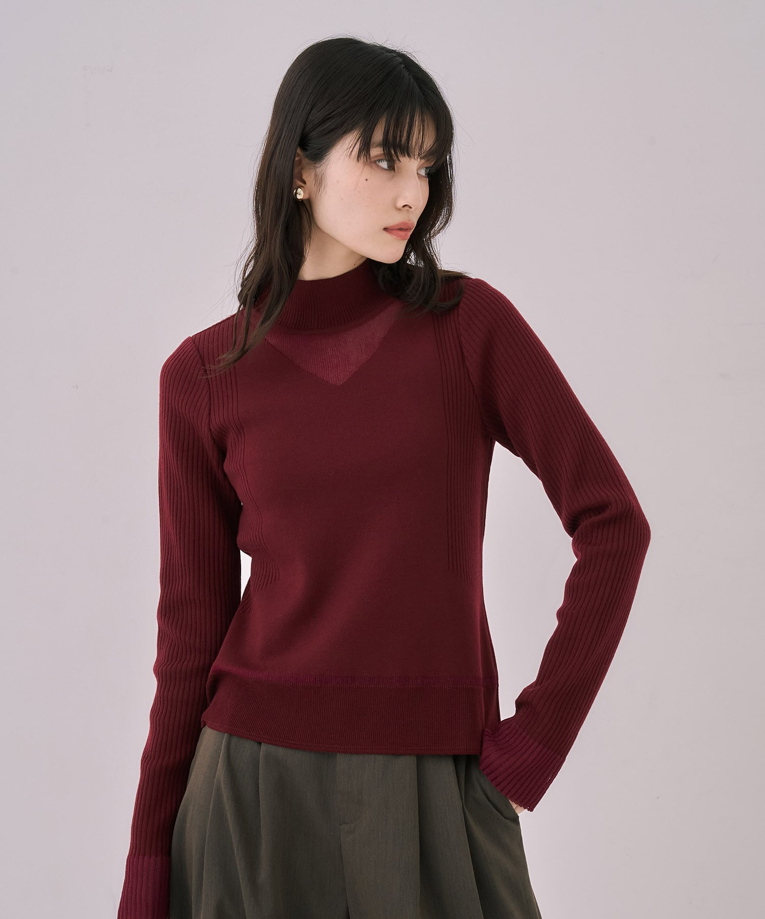 クリアコンビVネックニットプルオーバー