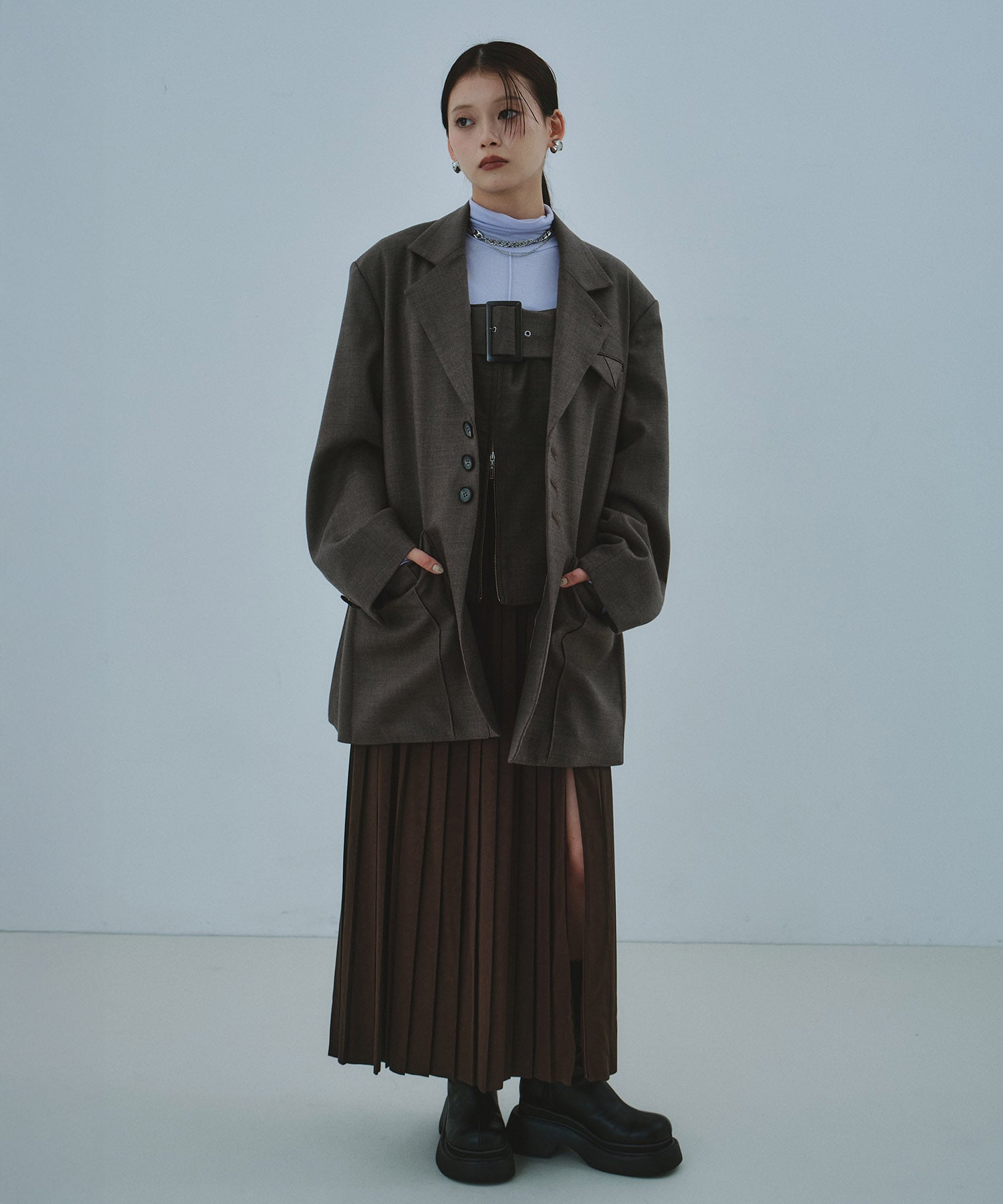 Soft Leather Pleated SK