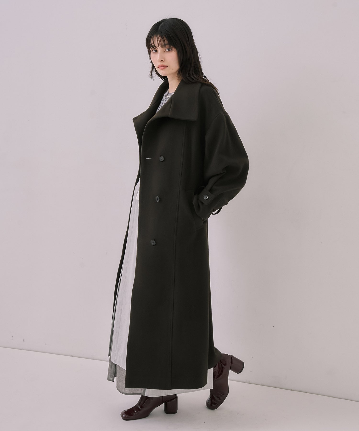 〈再入荷〉スタンドカラーロングコート