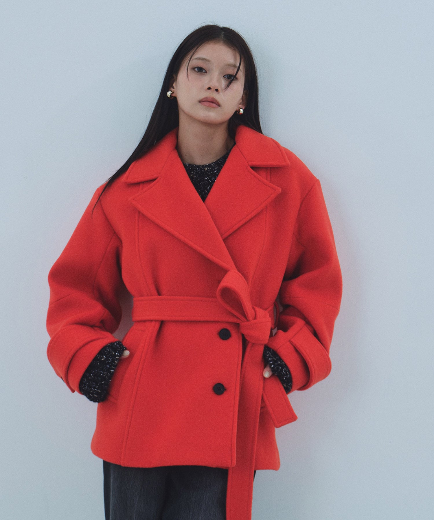 SUPER140ラペルショートコート