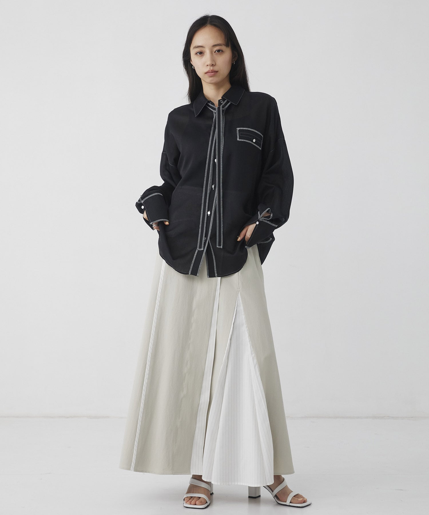 シアーデニムトリムシャツ