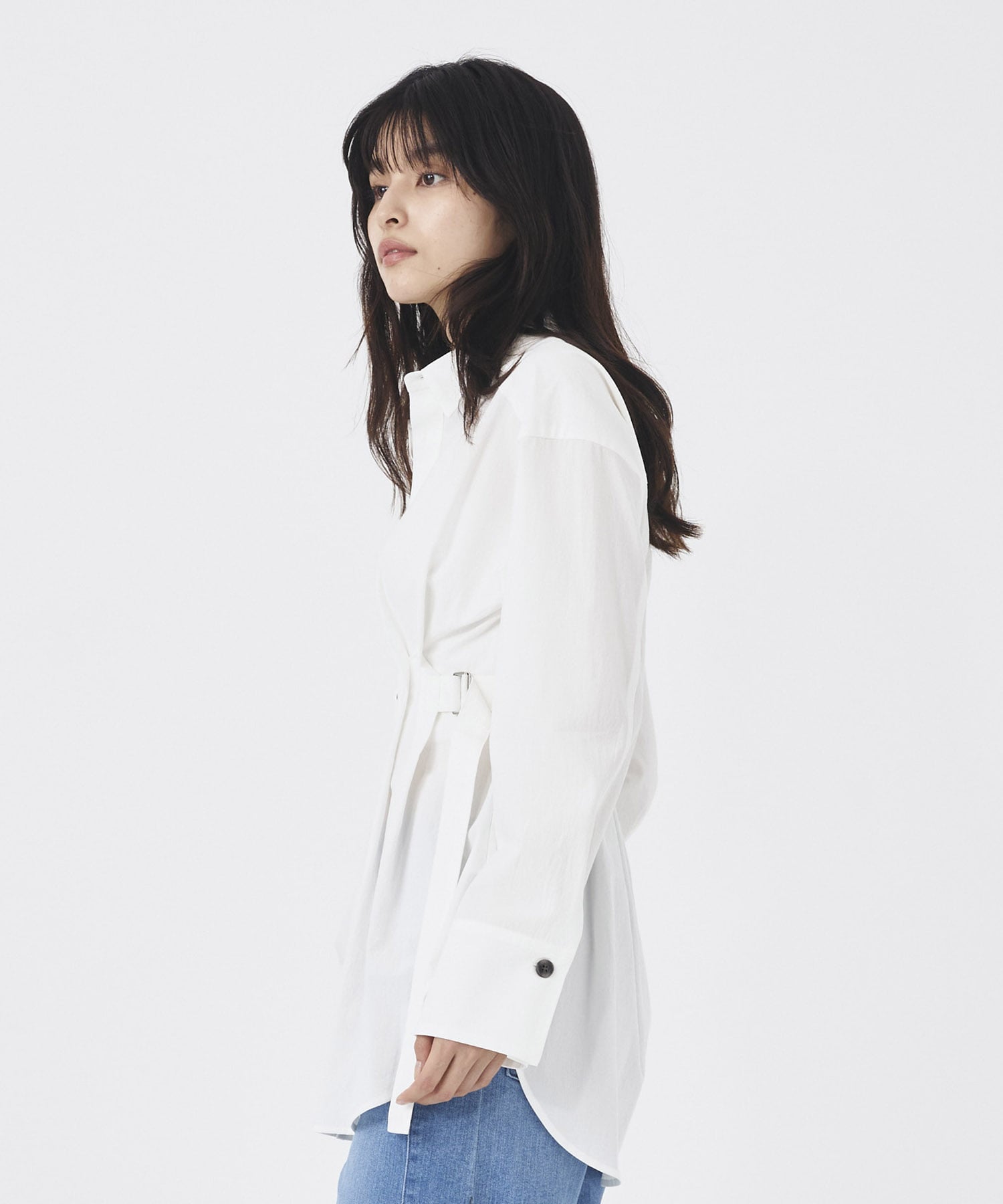 タックゴムシェイプベルトシャツ