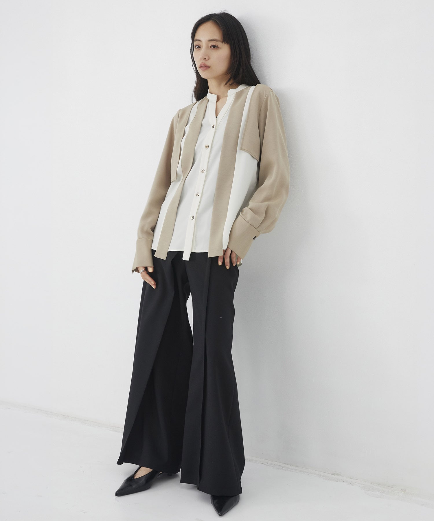 〈残りわずか〉【WEB限定】レイヤードバイカラーブラウス