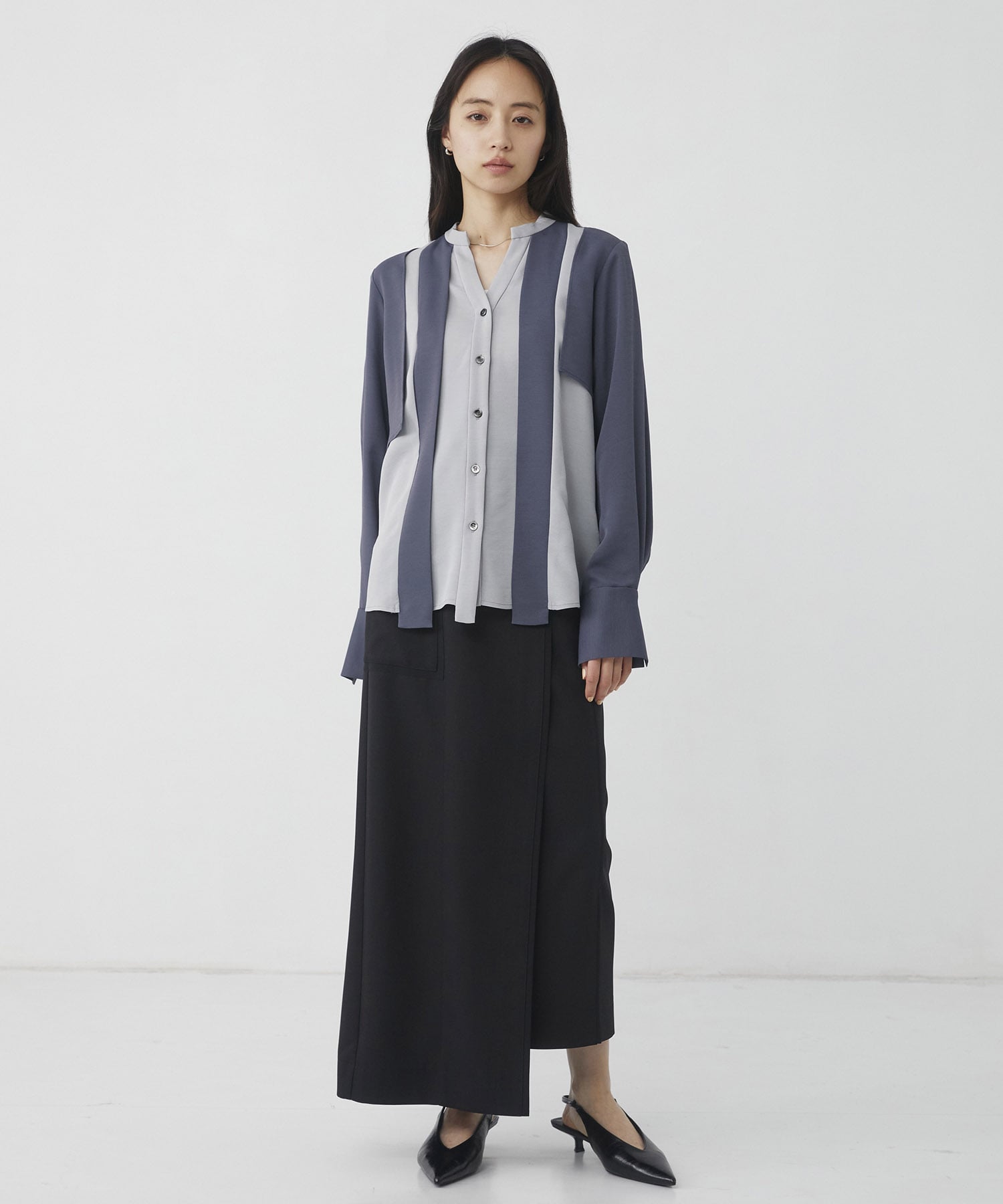 【WEB限定】レイヤードバイカラーブラウス