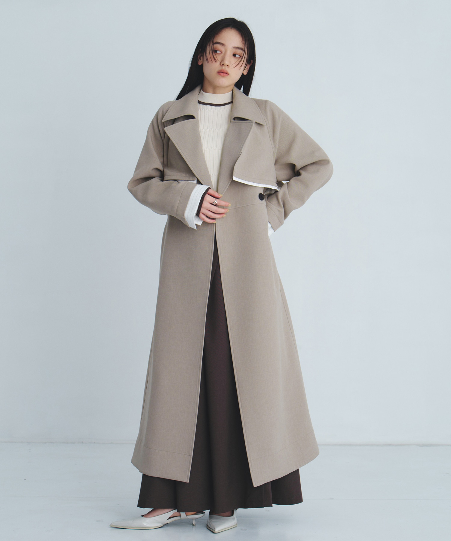 スラントタックホールアシメフレアスカート