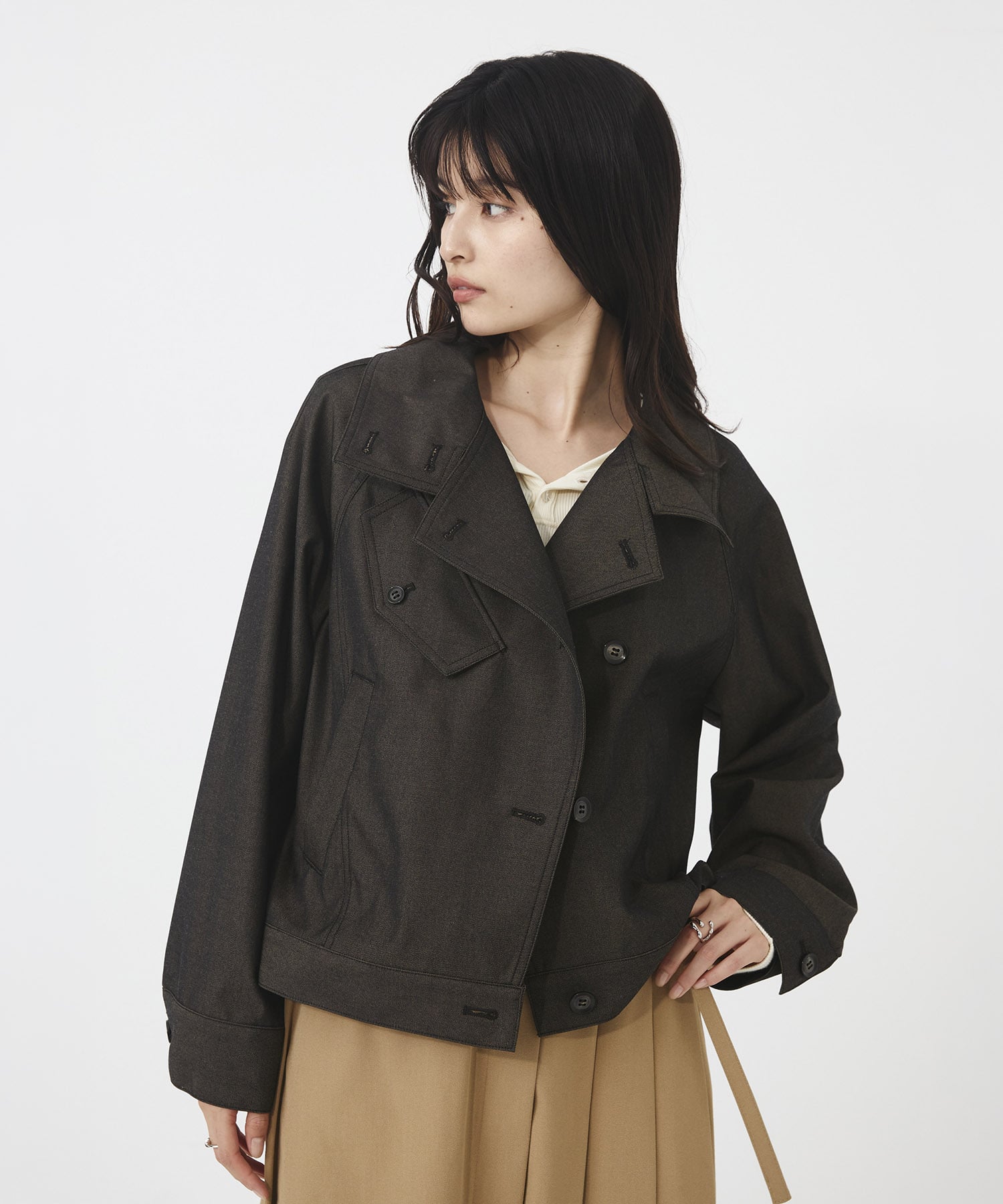 ウールデニムスタンドカラーブルゾン