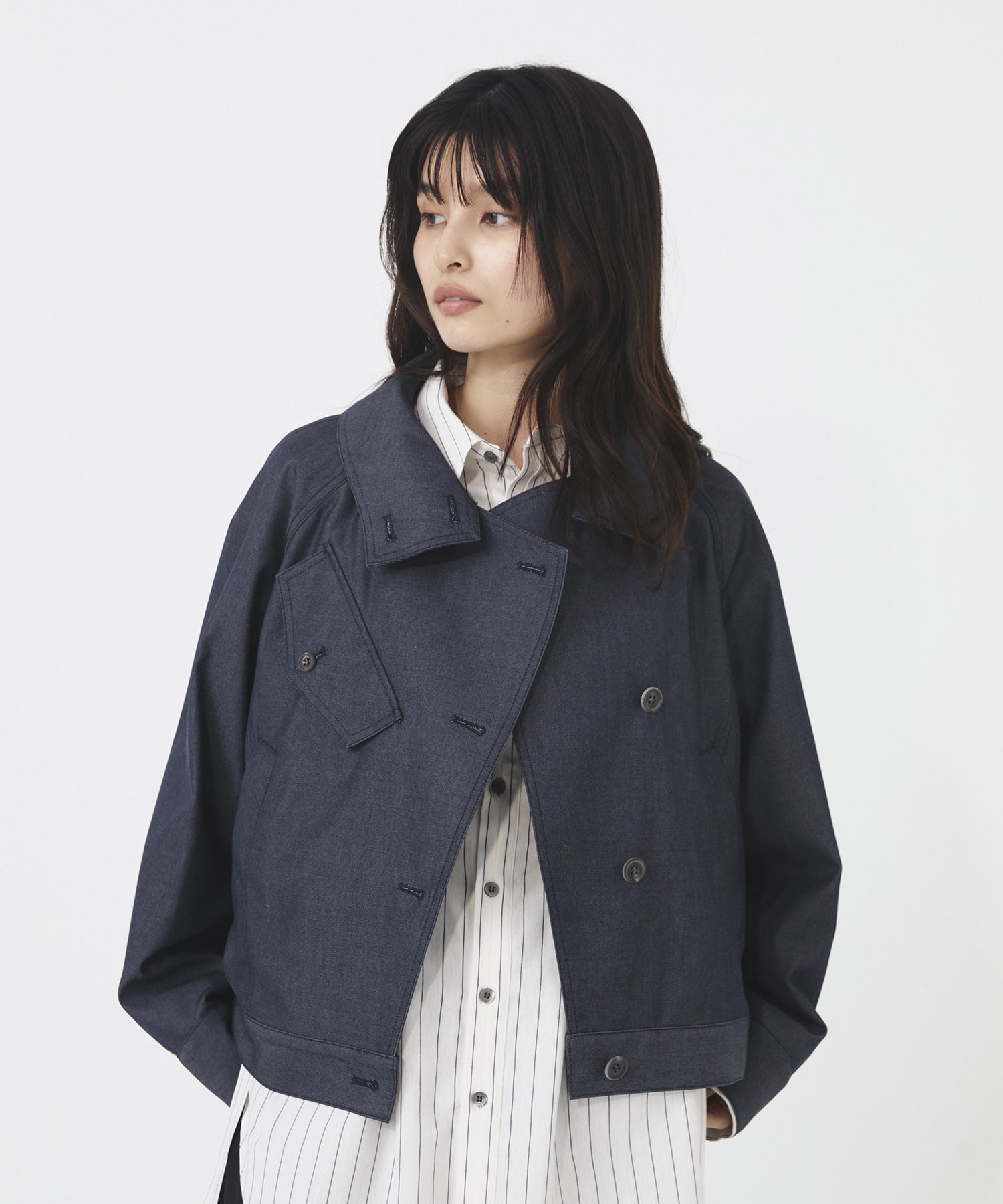 ウールデニムスタンドカラーブルゾン