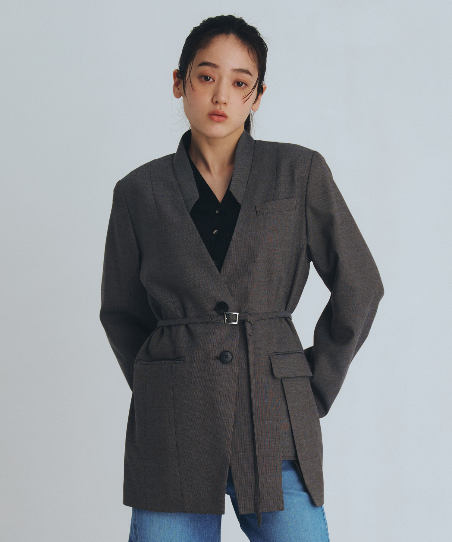 スタンドカラーテーラードジャケット