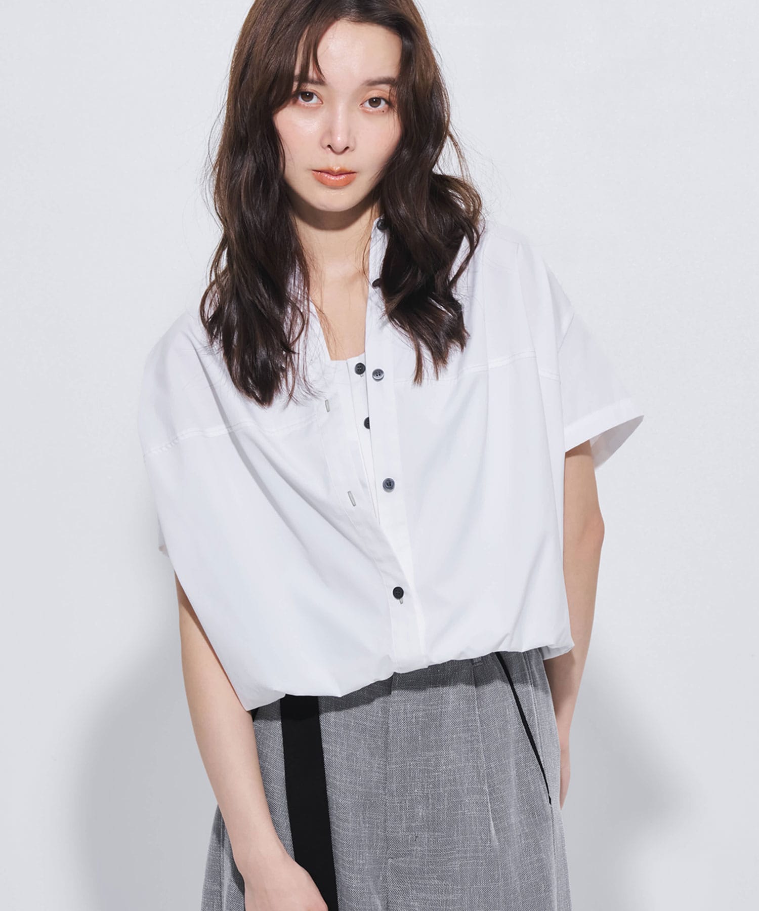レイヤードバルーンシャツ