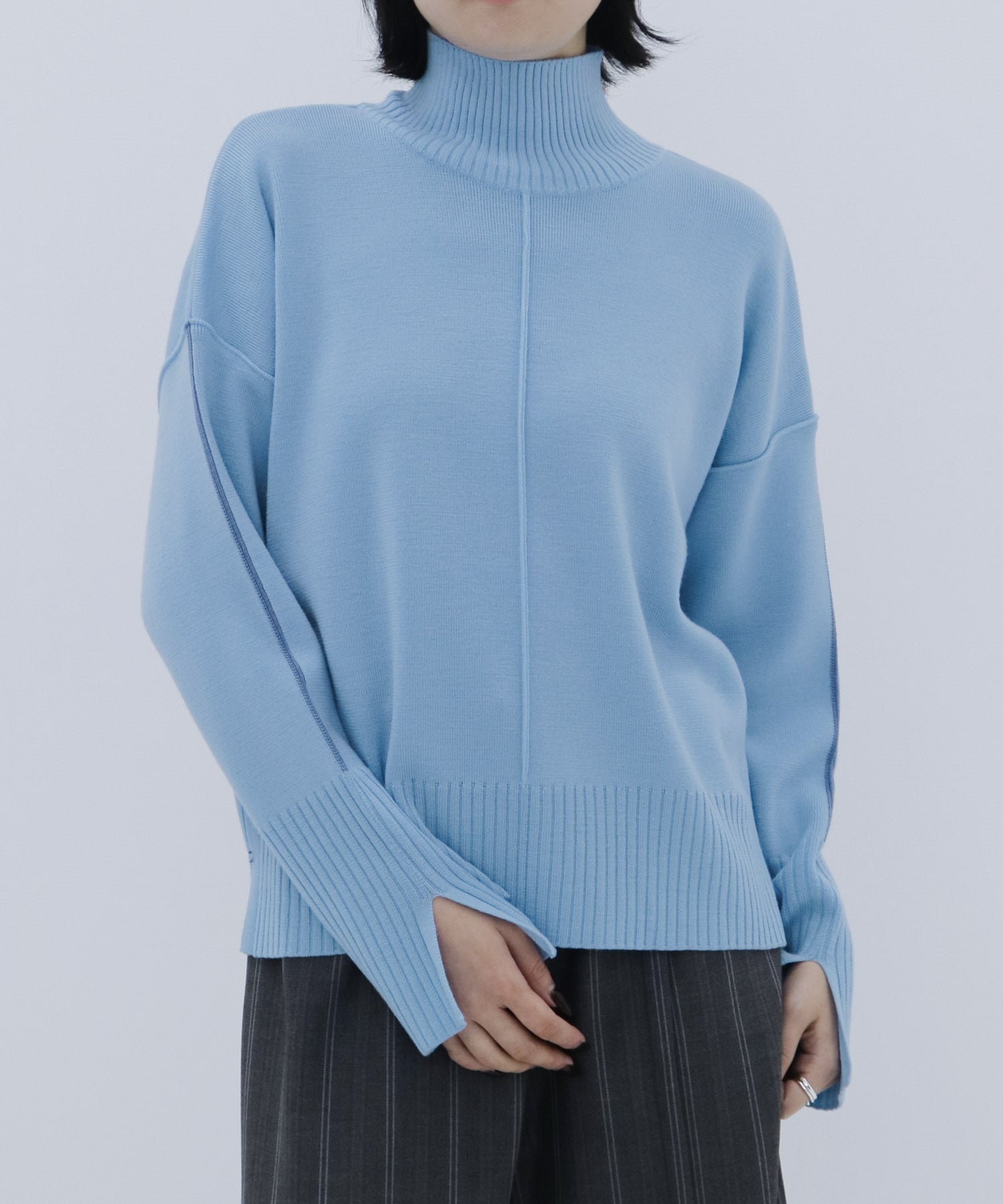 ウォッシャブルWOOLラインニット