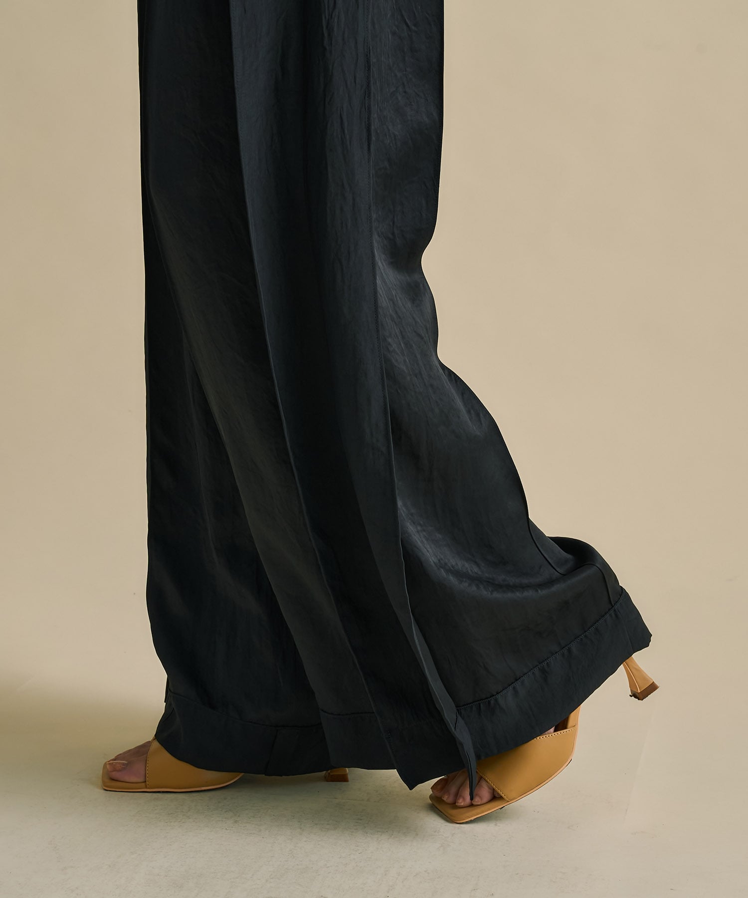 Vintage Leather Belted Satin Pants