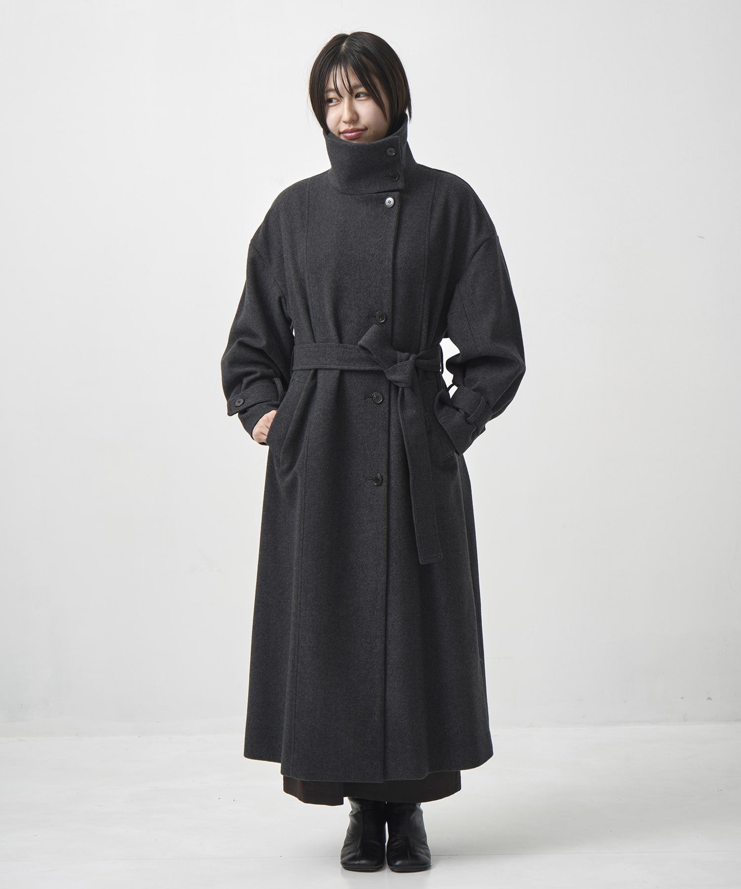 〈再入荷〉スタンドカラーロングコート