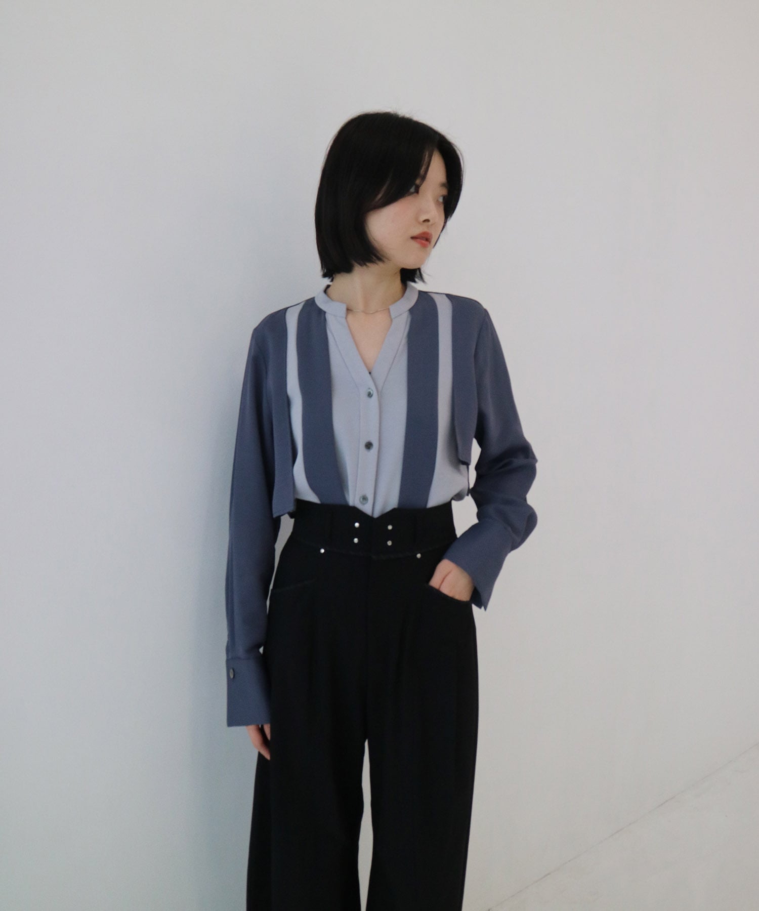【WEB限定】レイヤードバイカラーブラウス