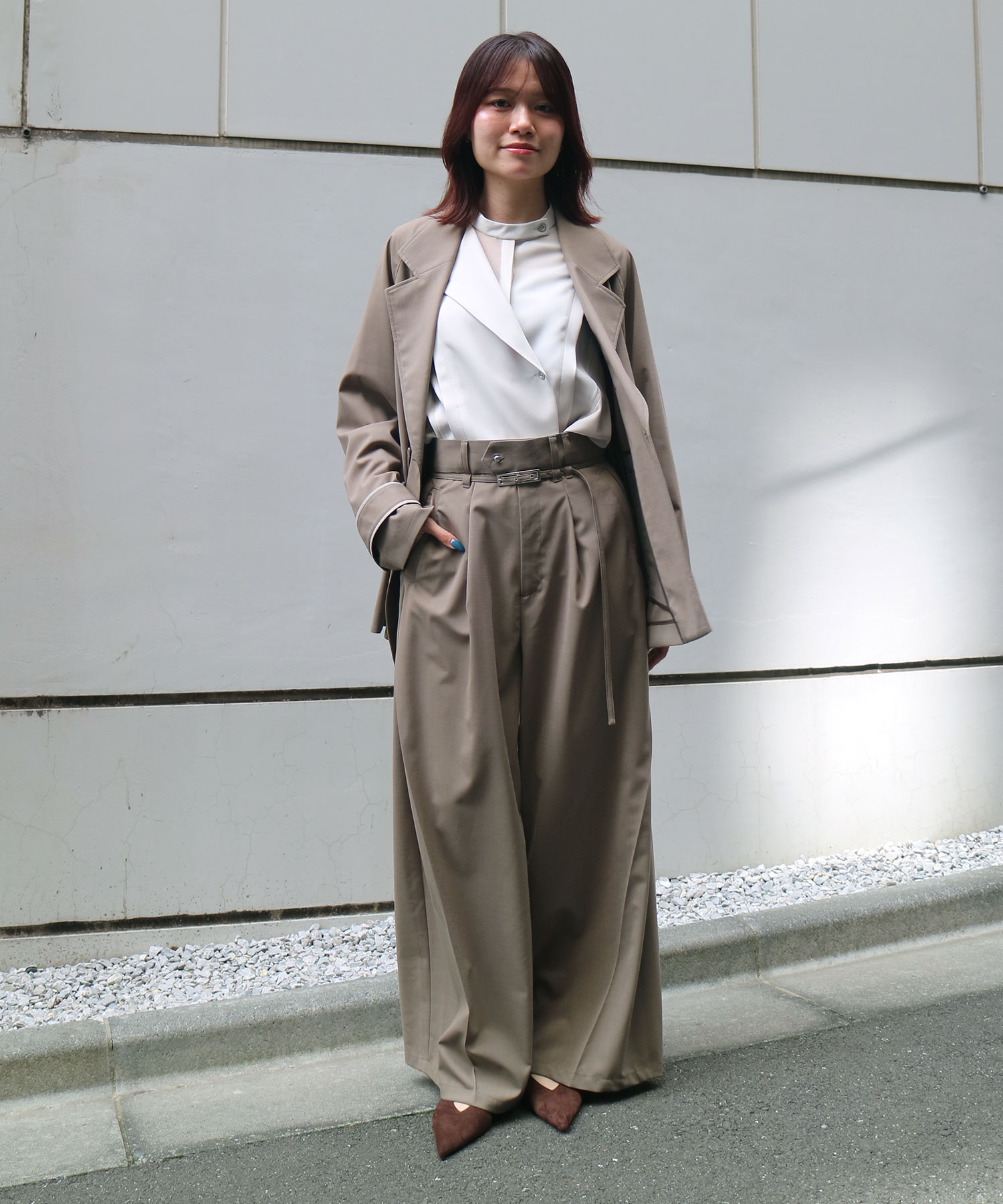 サイドタックプレスワイドパンツ