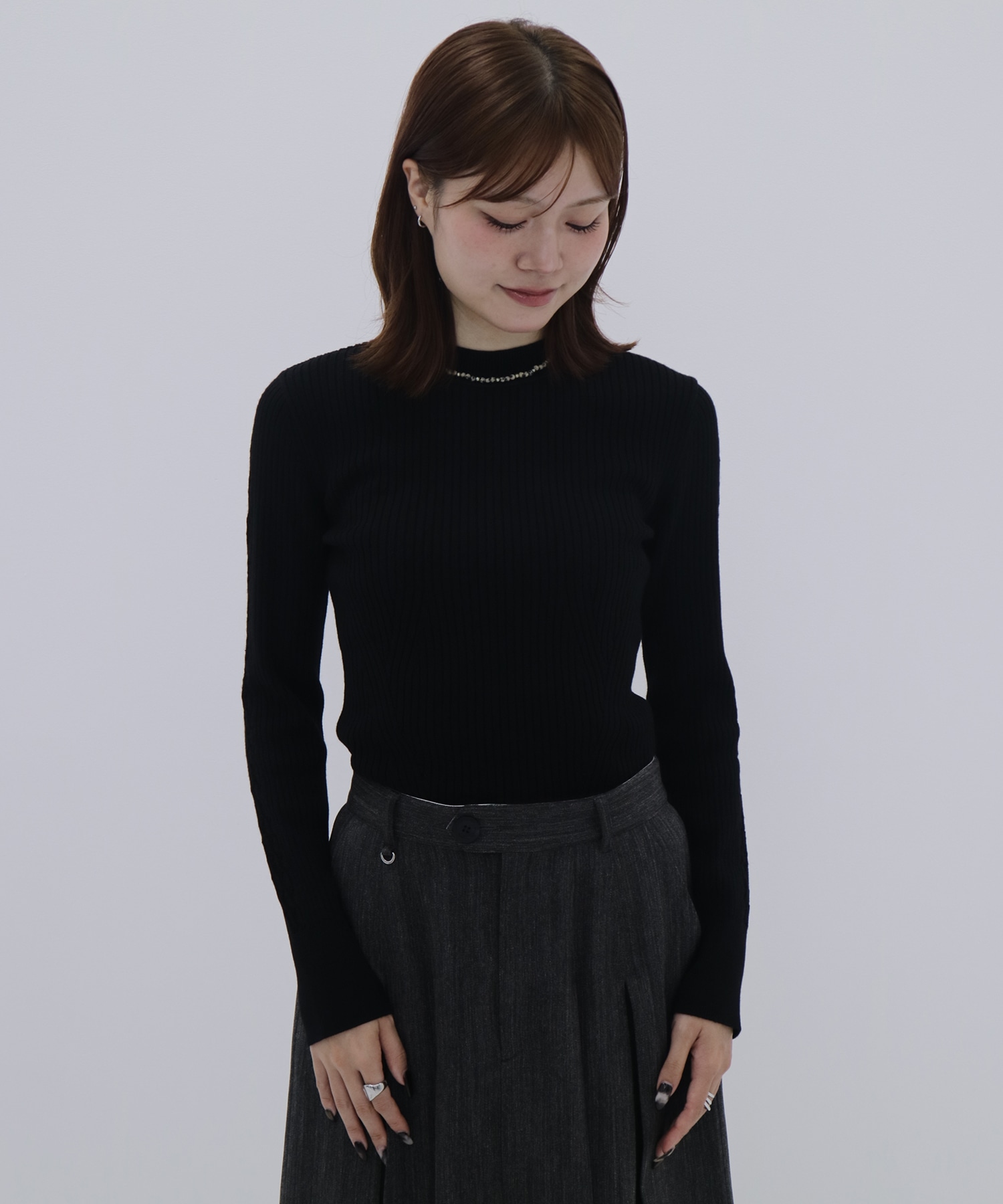 ラインパターンスリーブニット