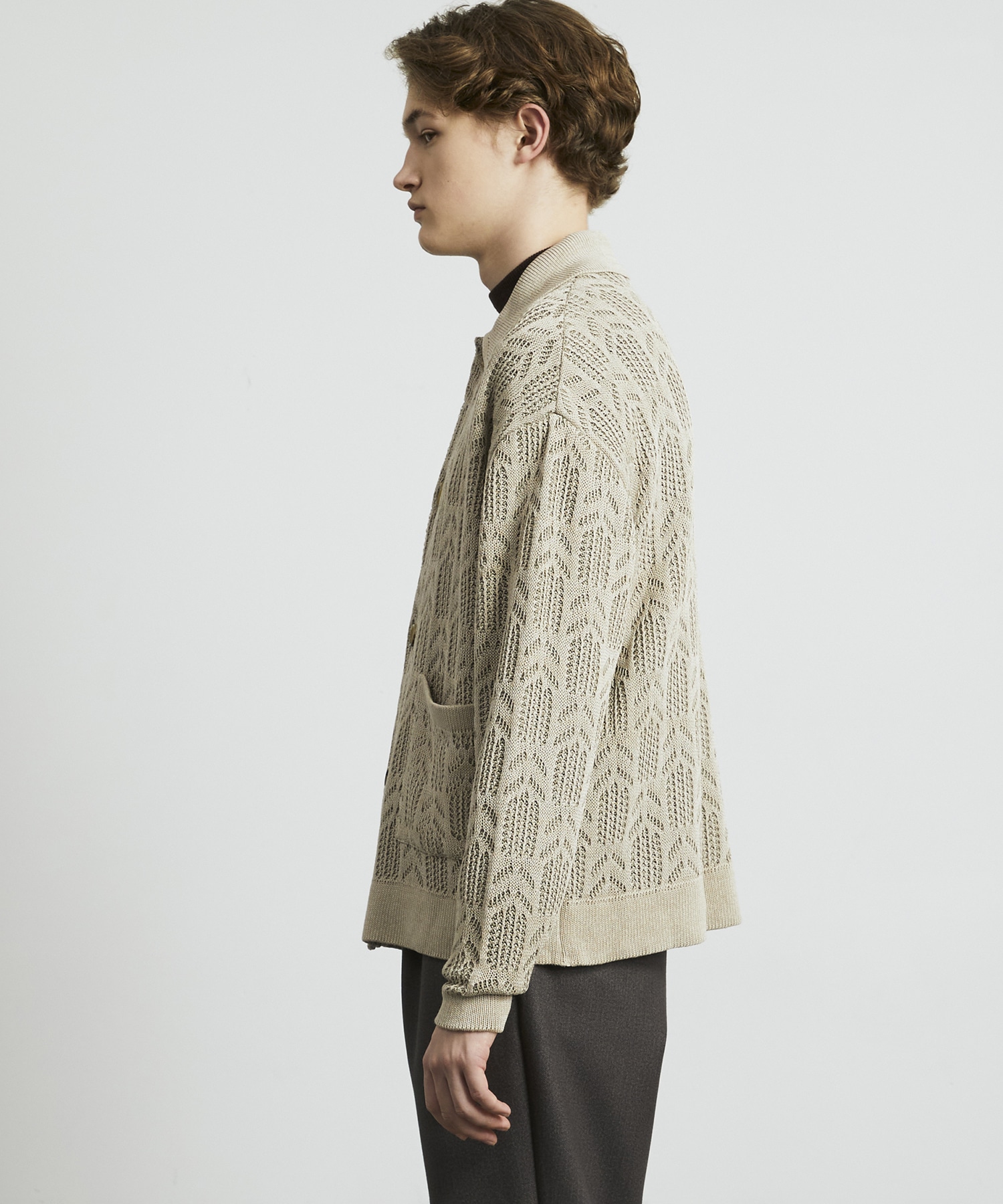 ダブルメッシュ ペーパーヤーン ニットジャケット