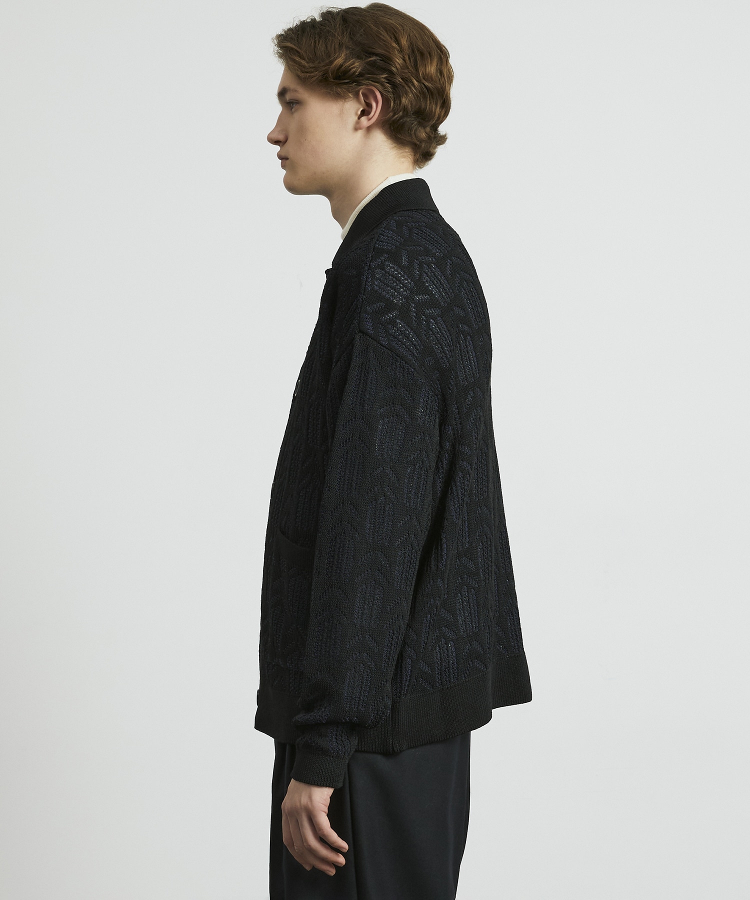 ダブルメッシュ ペーパーヤーン ニットジャケット