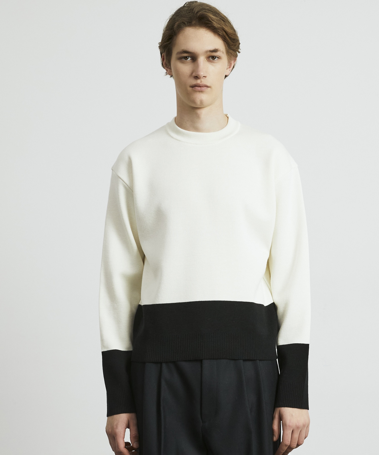 ウォッシャブルウールコンフォート バイカラーニット