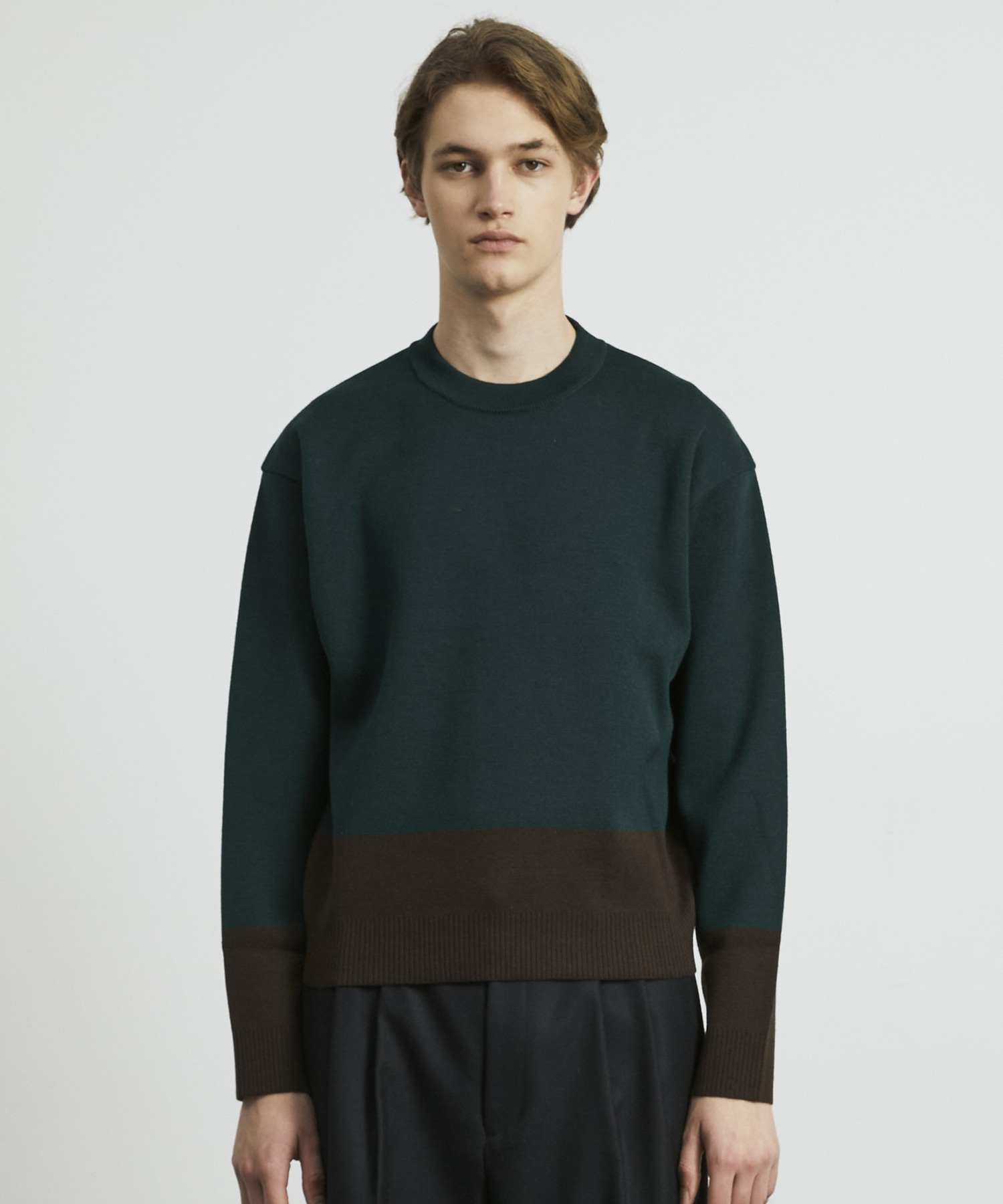 ウォッシャブルウールコンフォート バイカラーニット