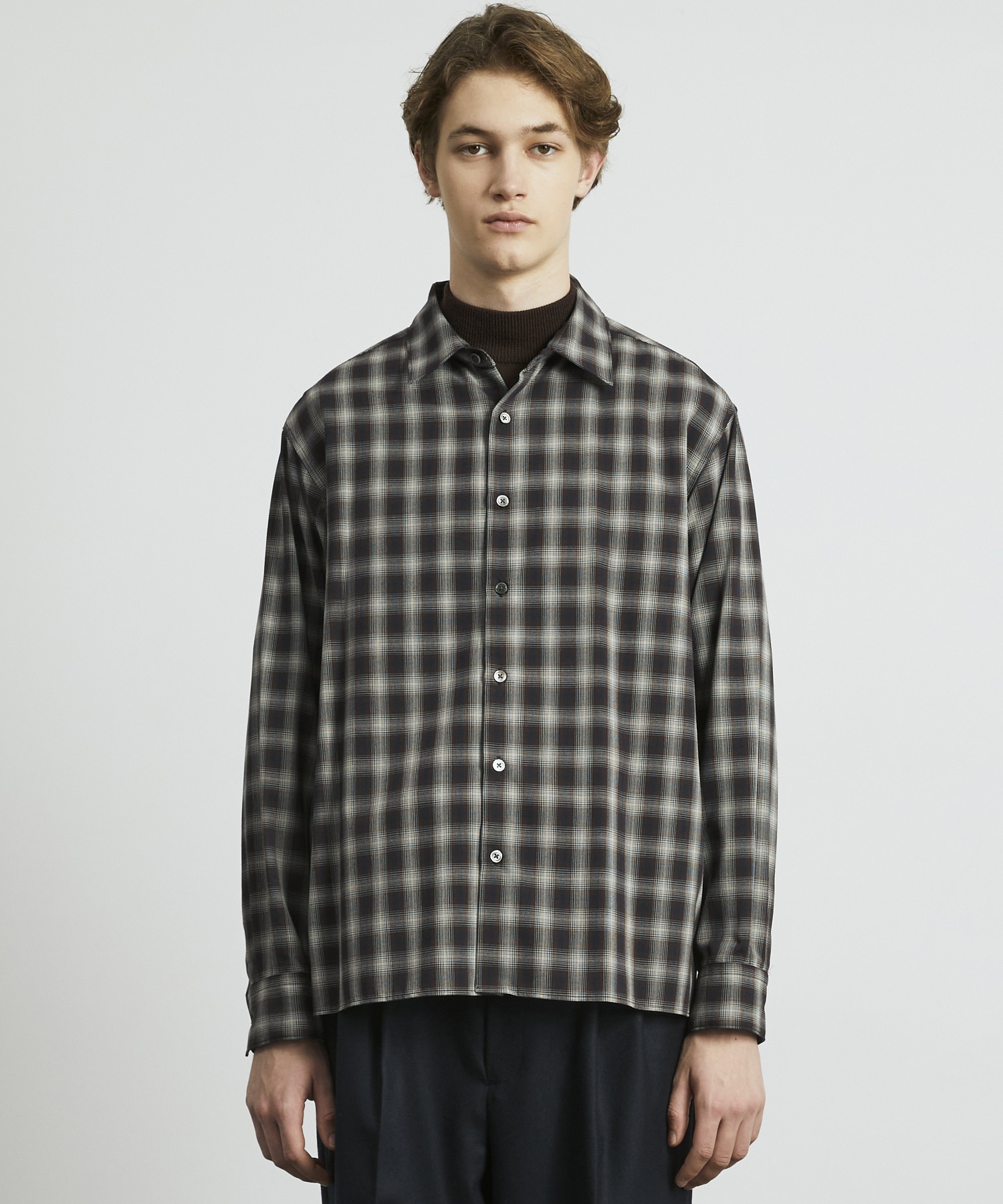 DRY WOOL オンブレチェックシャツ