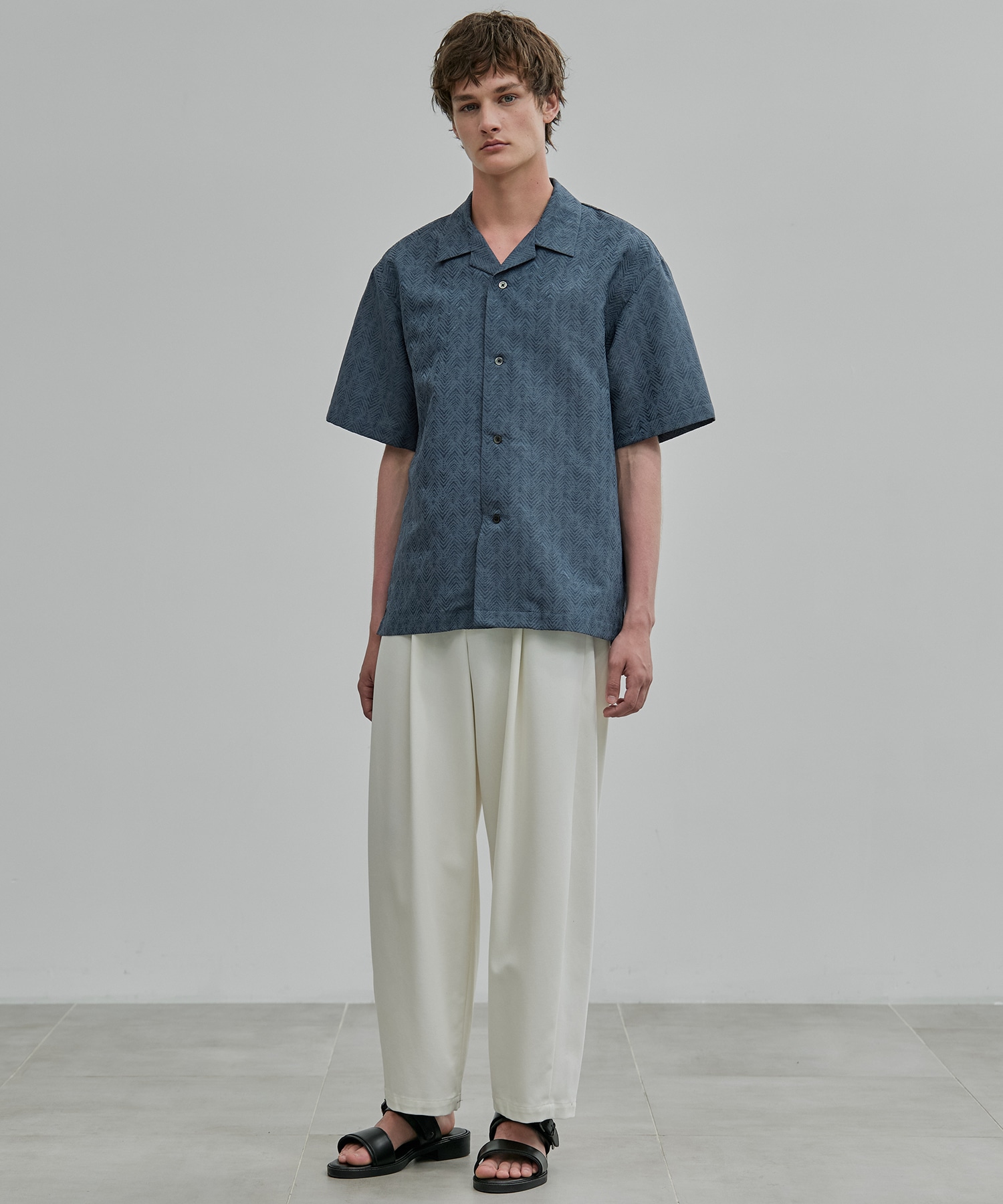 〈残りわずか｜再入荷なし〉ヘリンボーンジャガードシャツ S/S