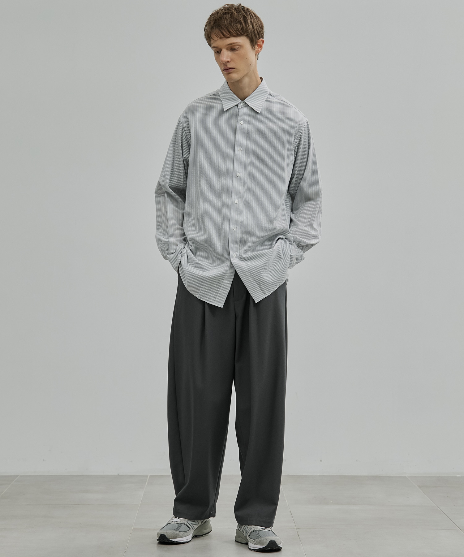 〈新発売〉SILK CUPRA STRIPE ロングスリーブシャツ