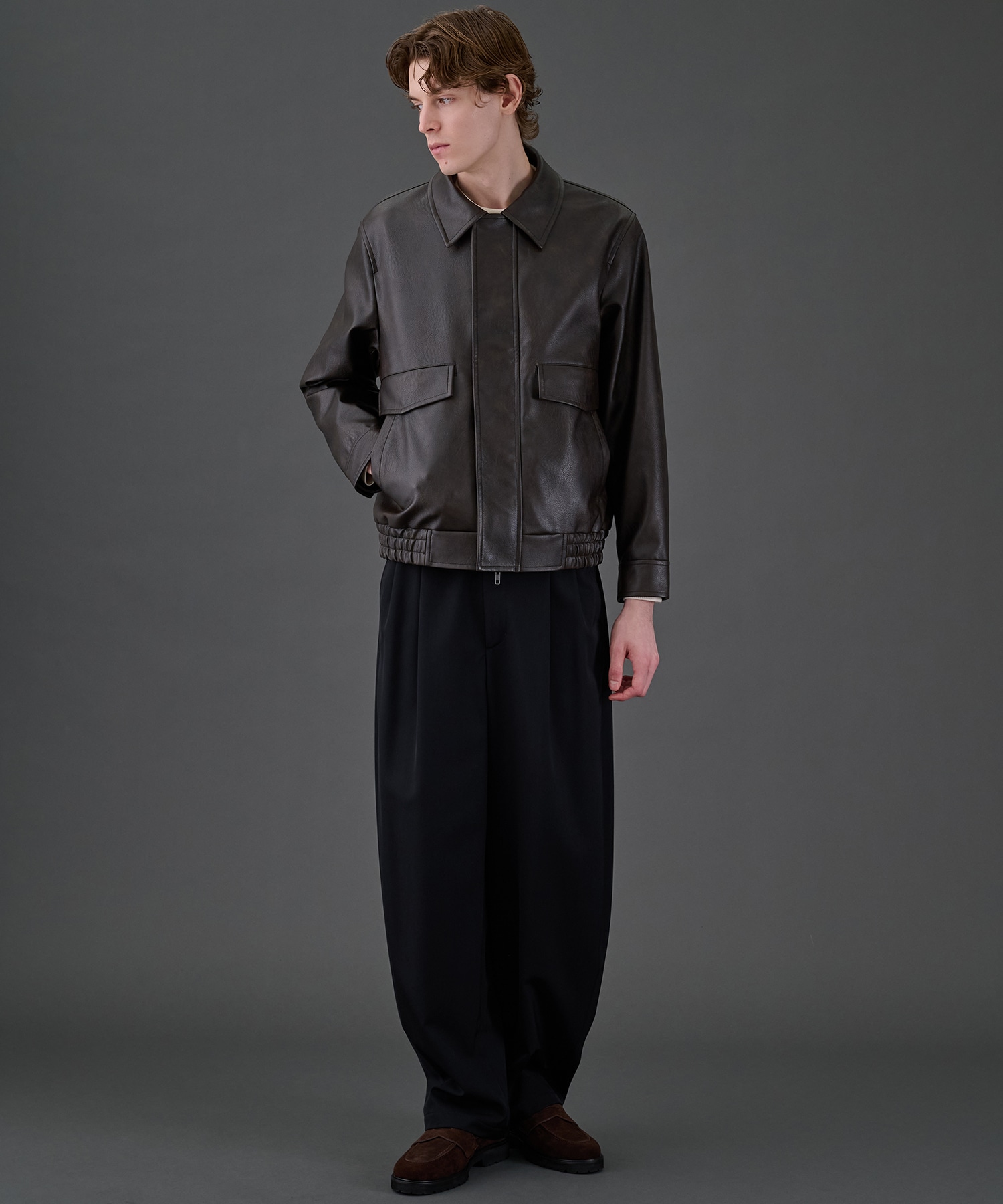 CLEAR WOOL 2タックバレルスラックス