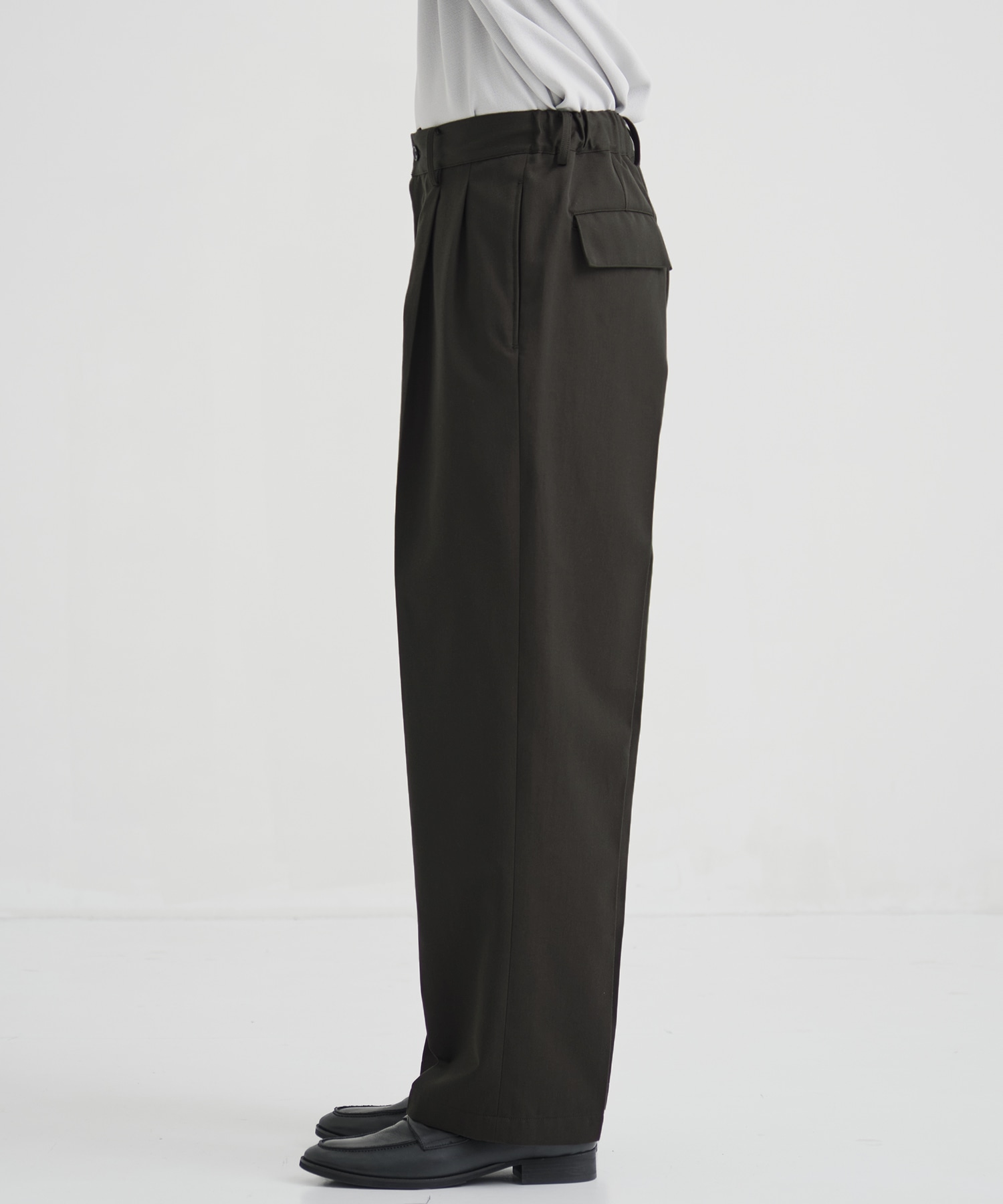 WOOL COTTON ギャバ 2タックパンツ