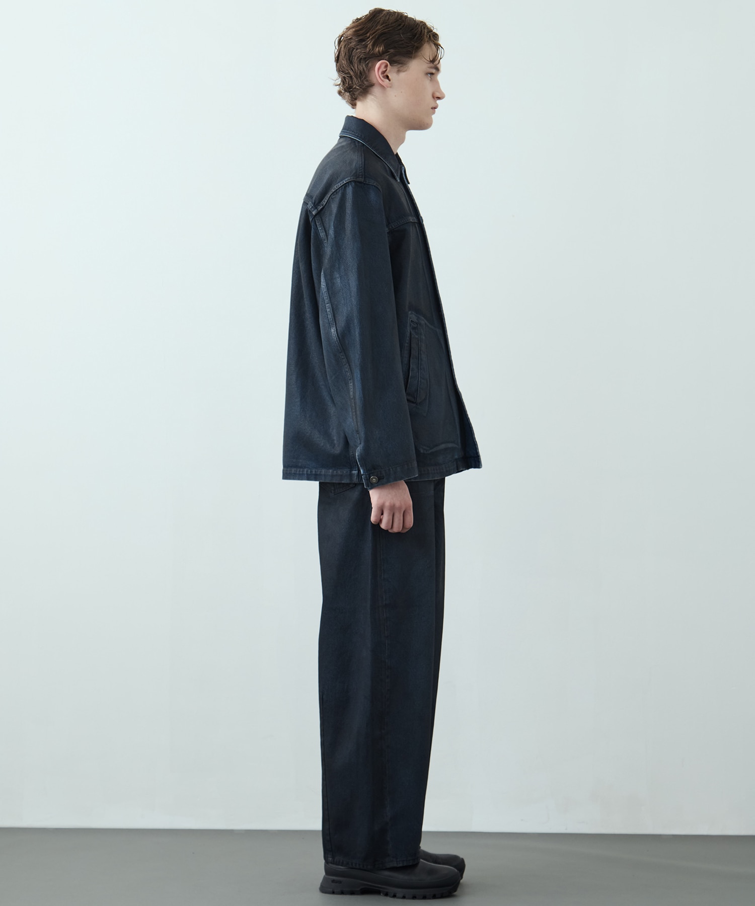 コーティングデニムカバーオール