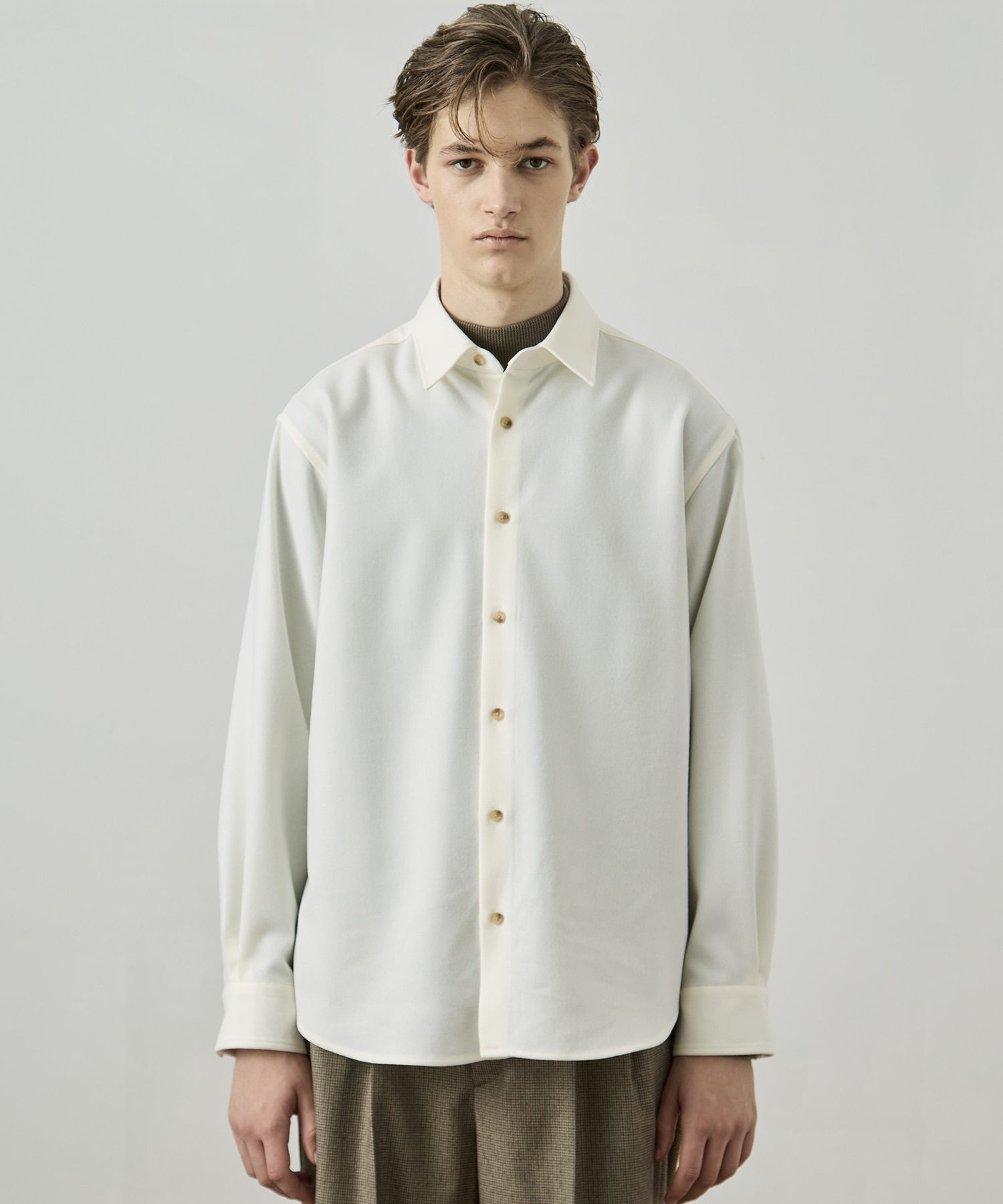 〈残りわずか〉ウールフラノ レギュラーカラーシャツ