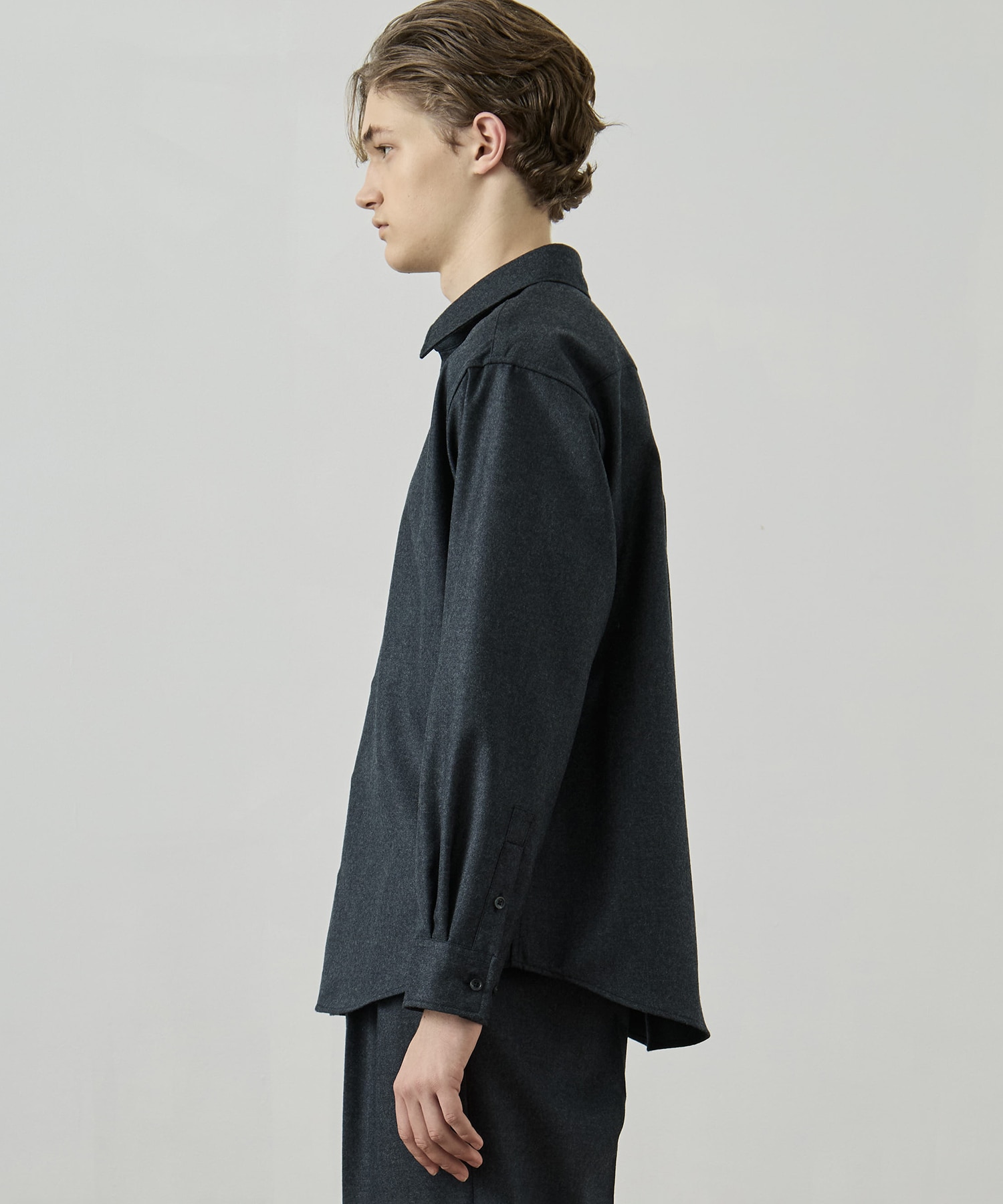 ウールフラノ レギュラーカラーシャツ