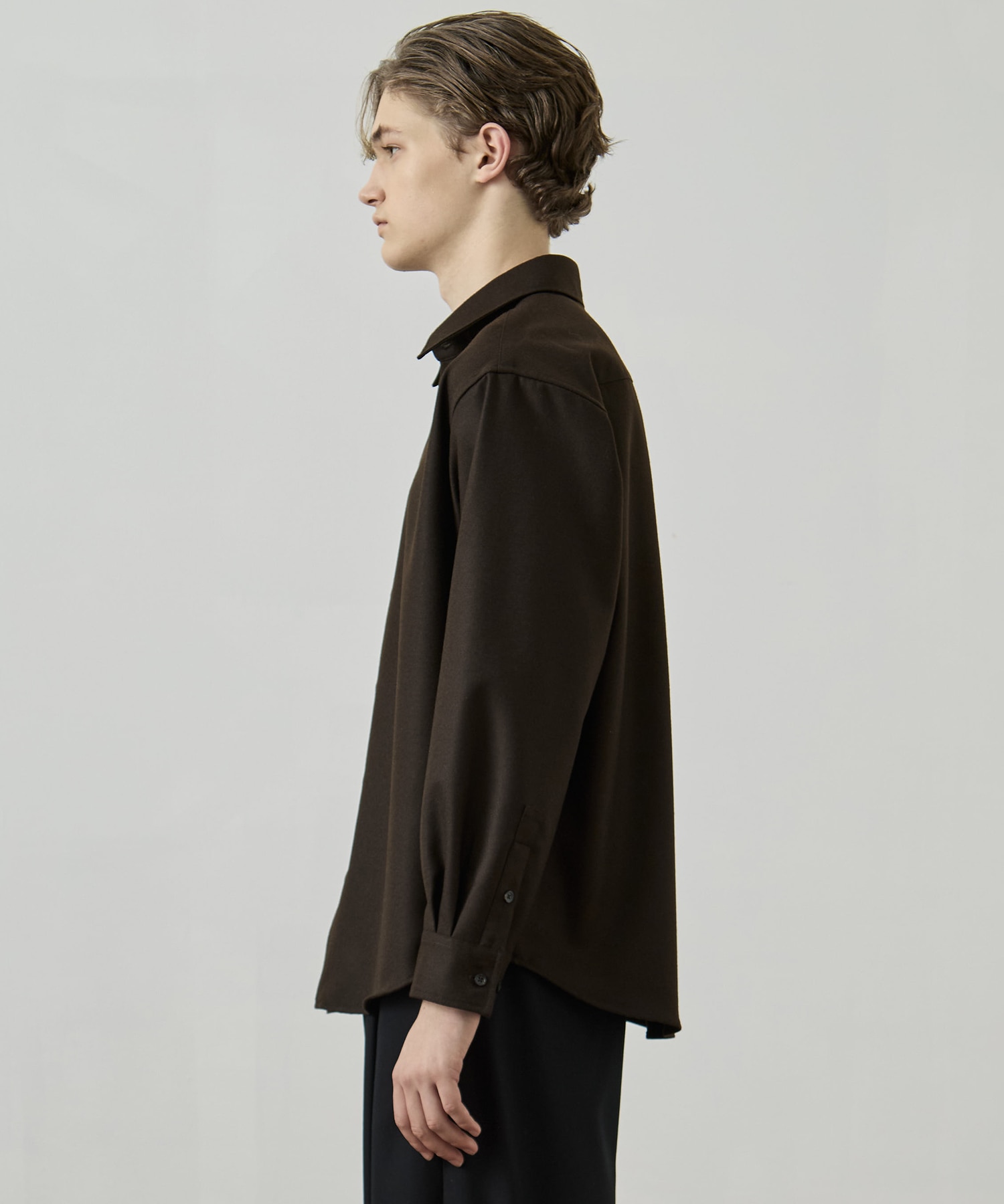 〈残りわずか〉ウールフラノ レギュラーカラーシャツ