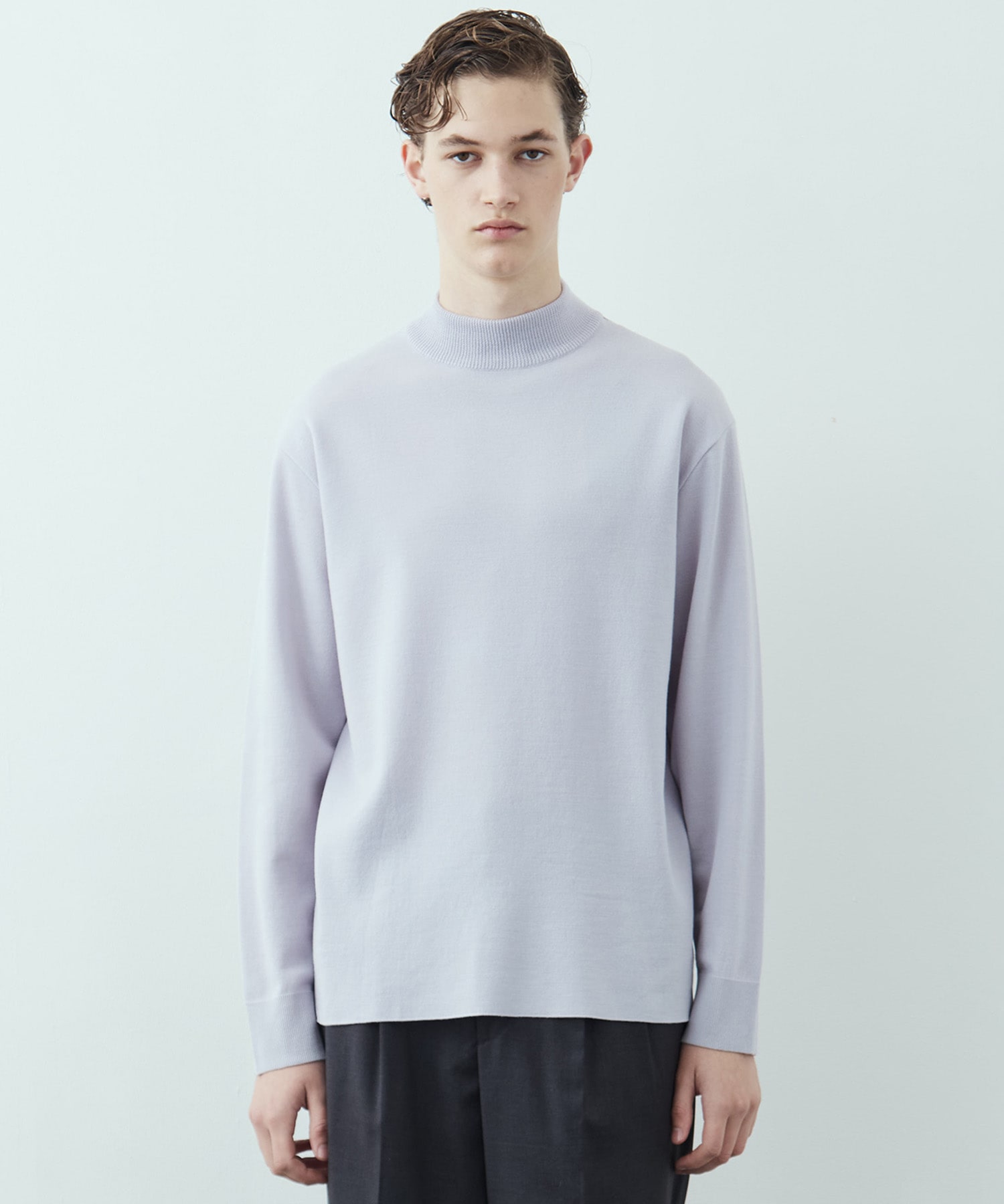 18Gウールミラノリブモックネックニット