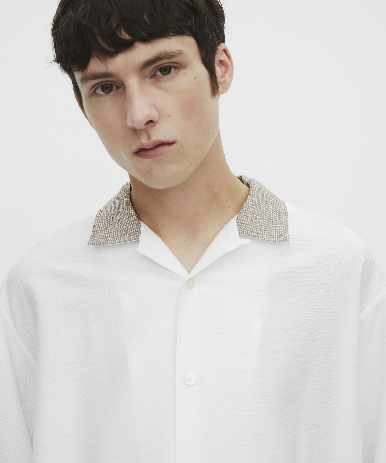 〈再入荷なし〉TWEED COLLER ロングスリーブシャツ