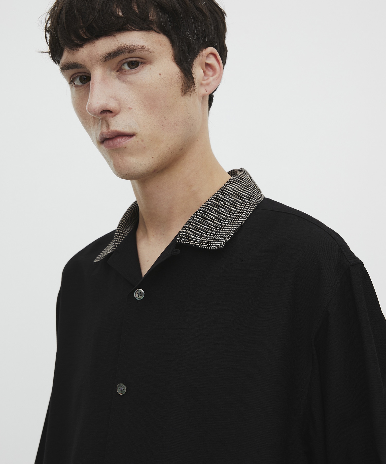 〈再入荷なし〉TWEED COLLER ロングスリーブシャツ