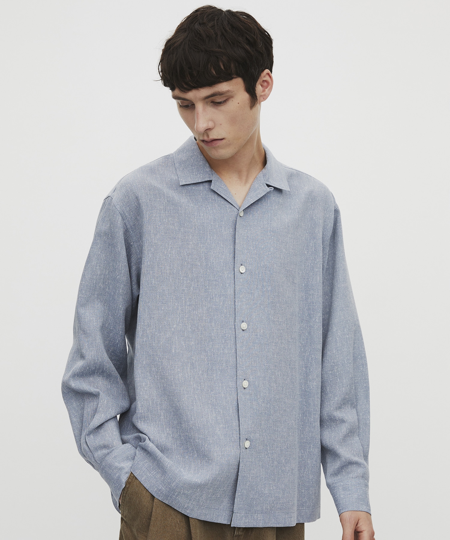 〈再入荷なし〉TWEED COLLER ロングスリーブシャツ