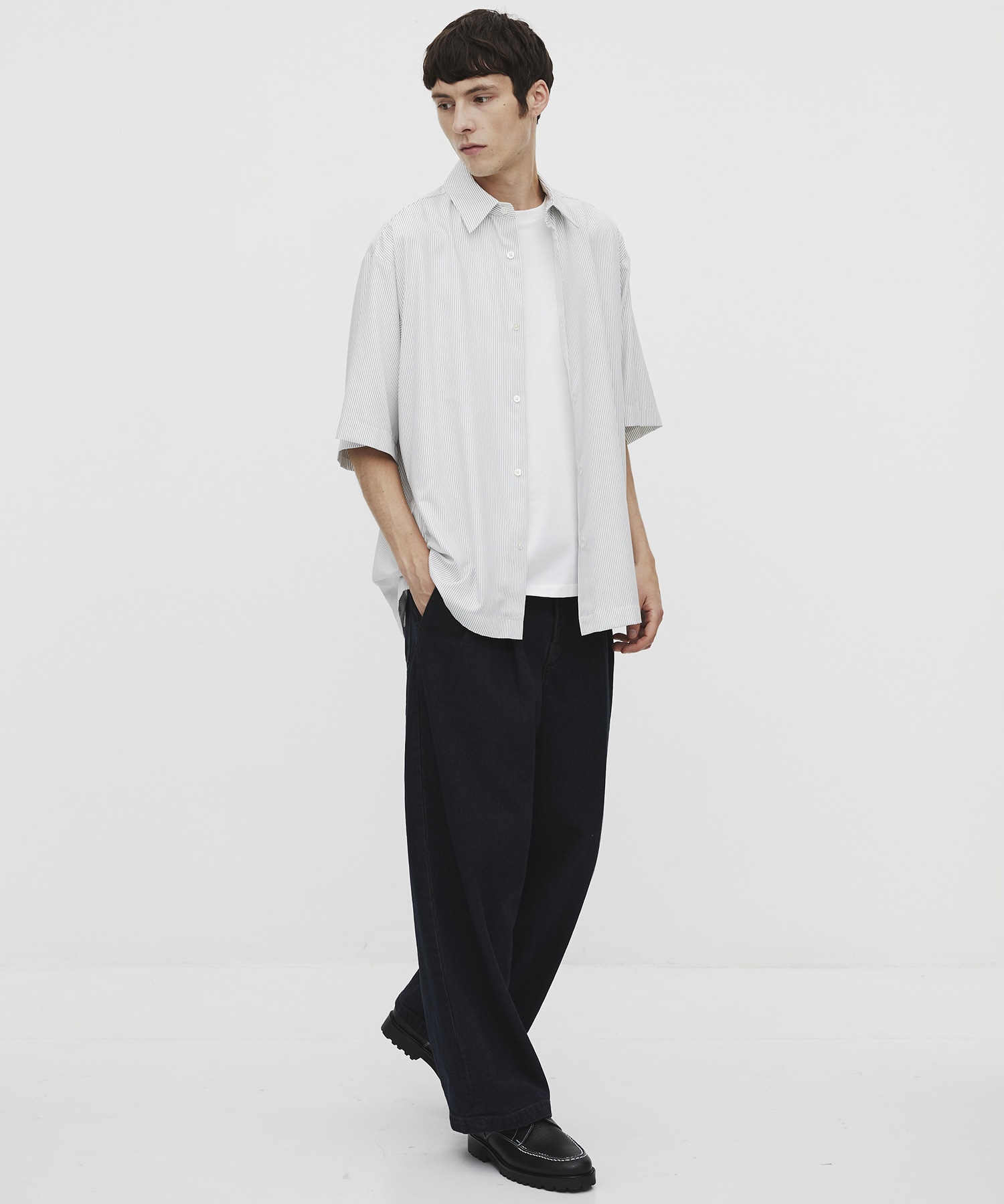 〈WEB限定〉DRY RAYON ストライプショートスリーブシャツ