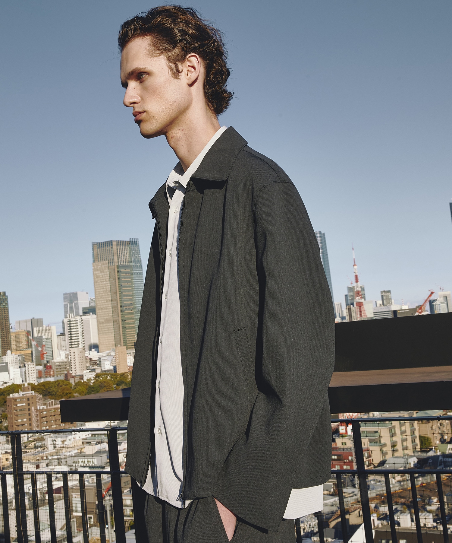 COLD DRY PLEATS ハリントンブルゾン