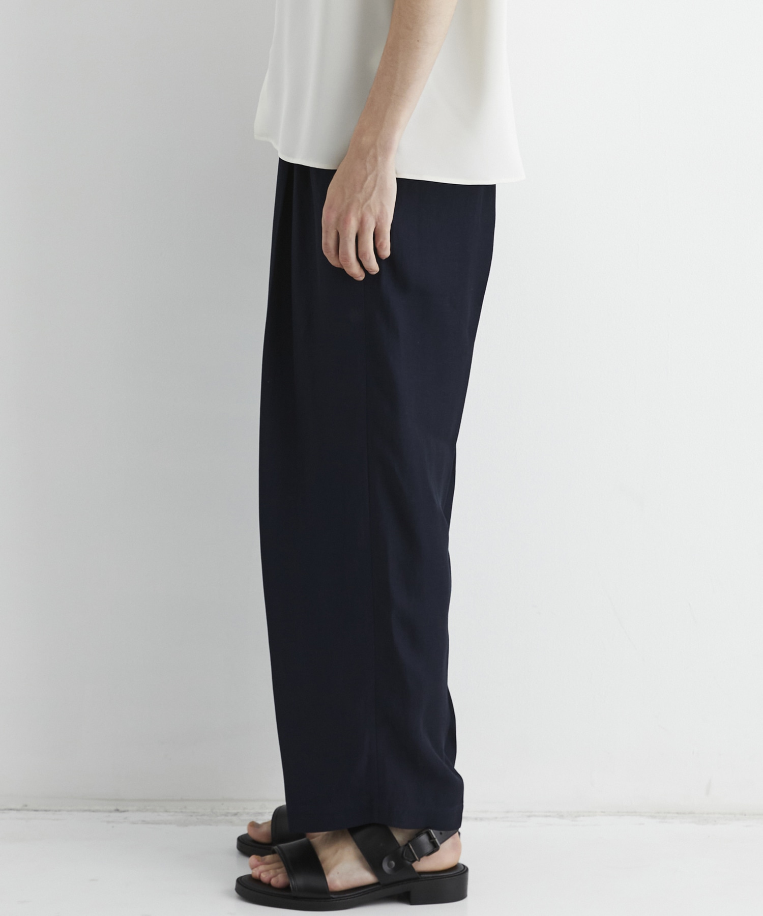 ヴィスコースリネン 3タックワイドパンツ