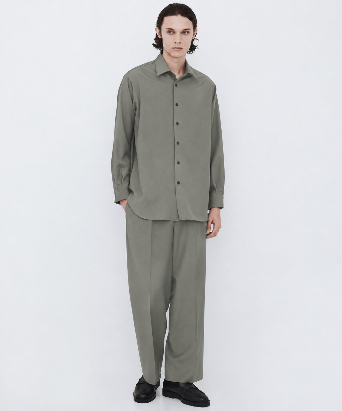 〈残りわずか|再入荷なし〉Super 120's WOOL SERGE LS SHIRT
