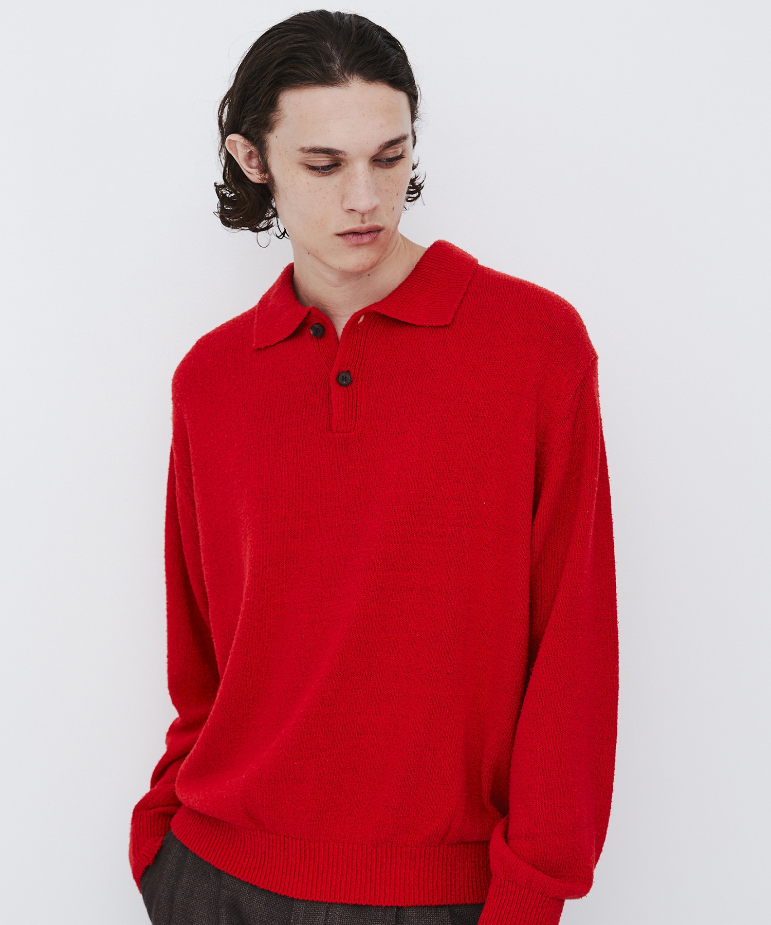 〈数量限定|サイズ2:残り1点〉7G SILK NEP TWEED POLO SHIRTS