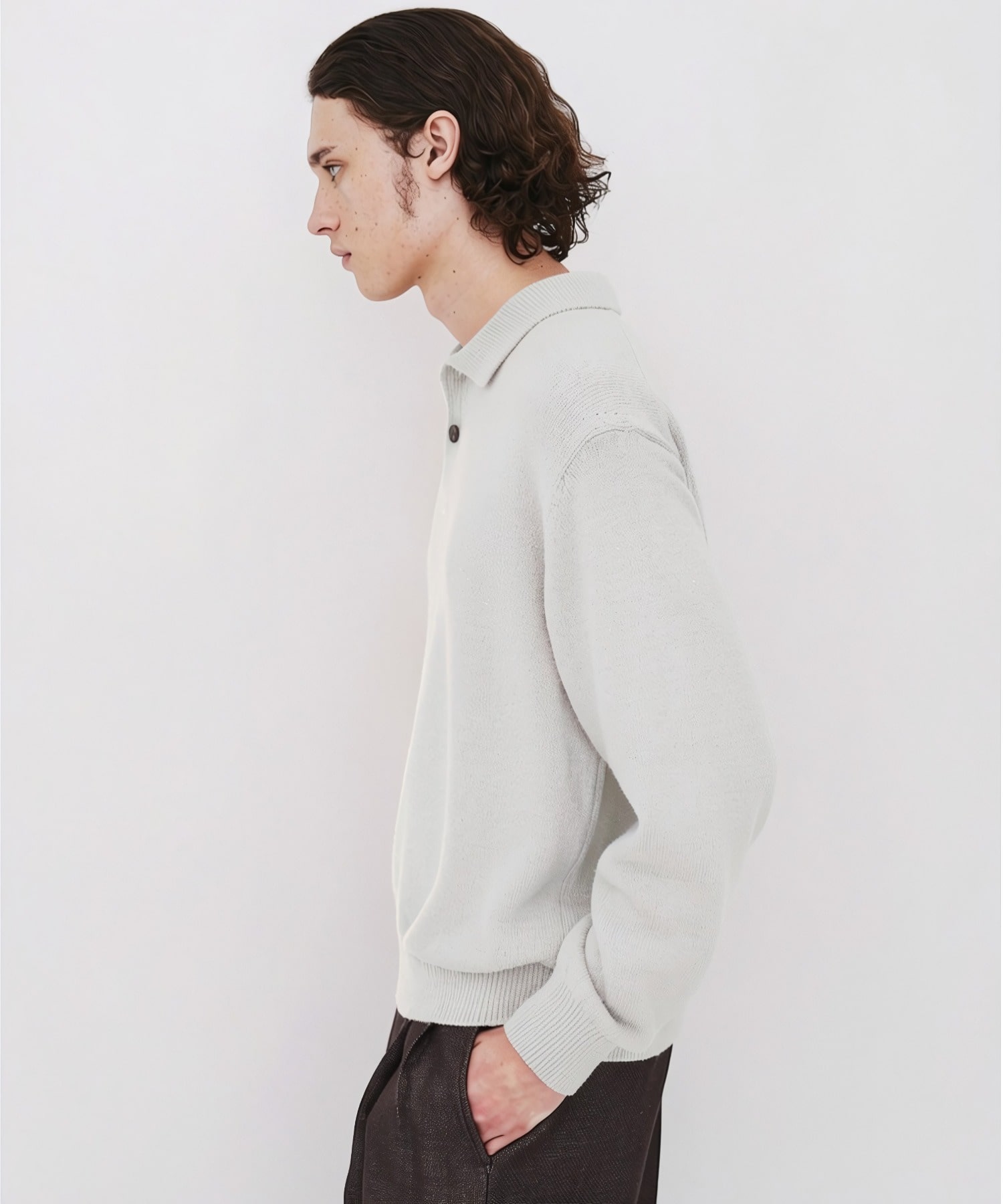 〈数量限定|サイズ1:残り1点〉7G SILK NEP TWEED POLO SHIRTS